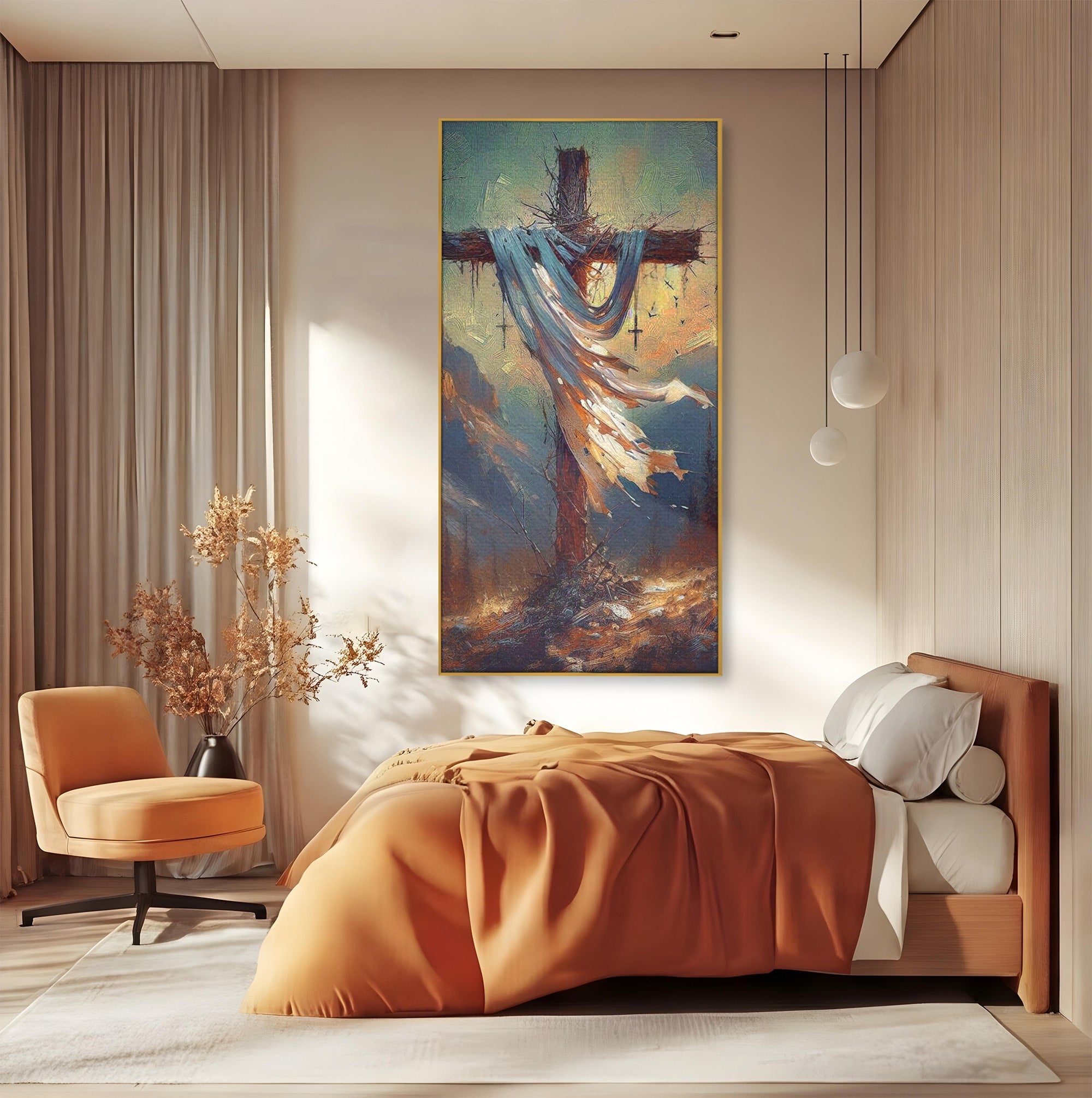 Tablou Canvas Premium LuxCanva® PI1382, Crucea Mantuirii, Crucifix, Hristos, Mantuire, Religie, Jertfa, Culori Vibrante, Living, Dormitor