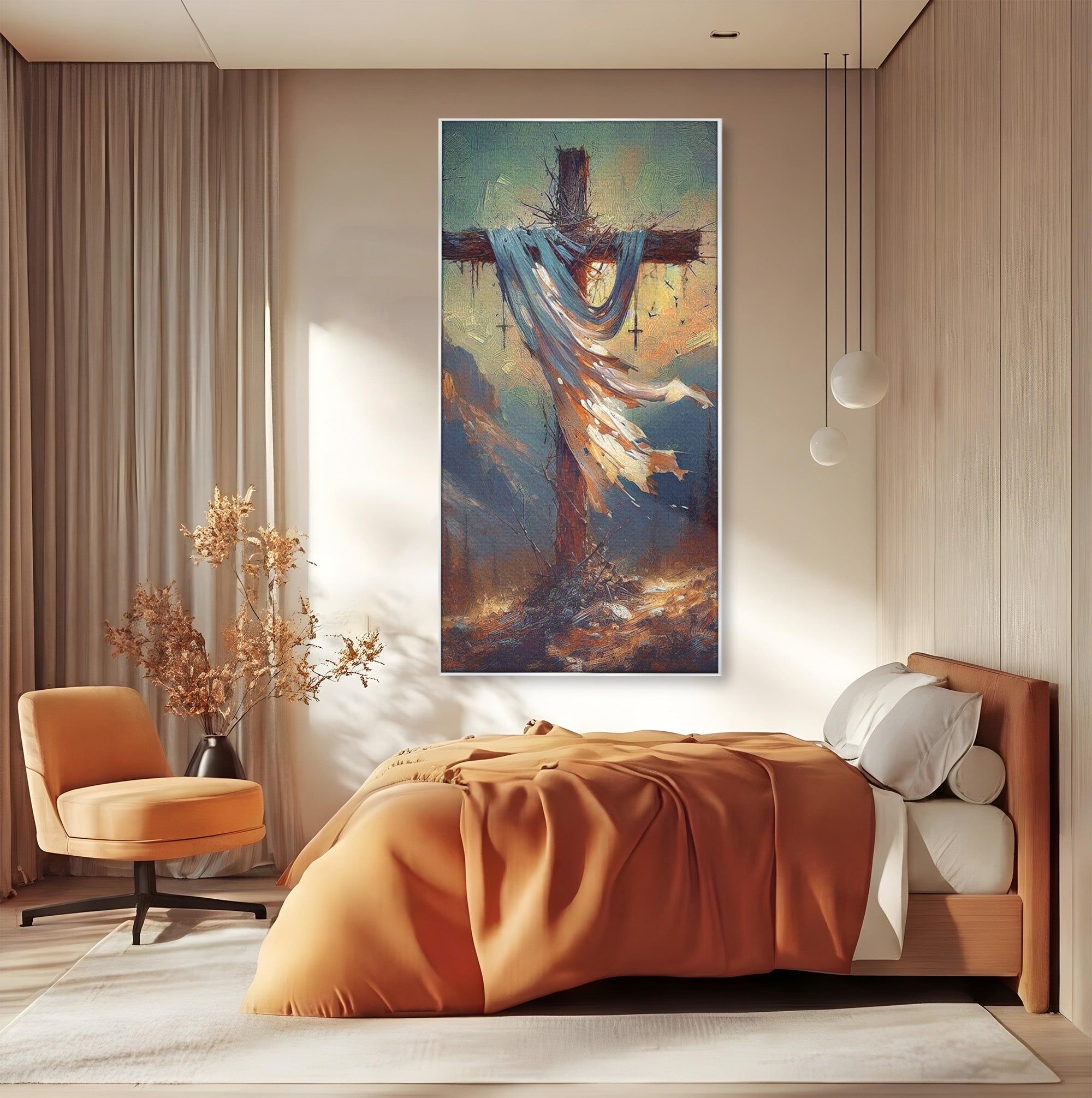 Tablou Canvas Premium LuxCanva® PI1382, Crucea Mantuirii, Crucifix, Hristos, Mantuire, Religie, Jertfa, Culori Vibrante, Living, Dormitor