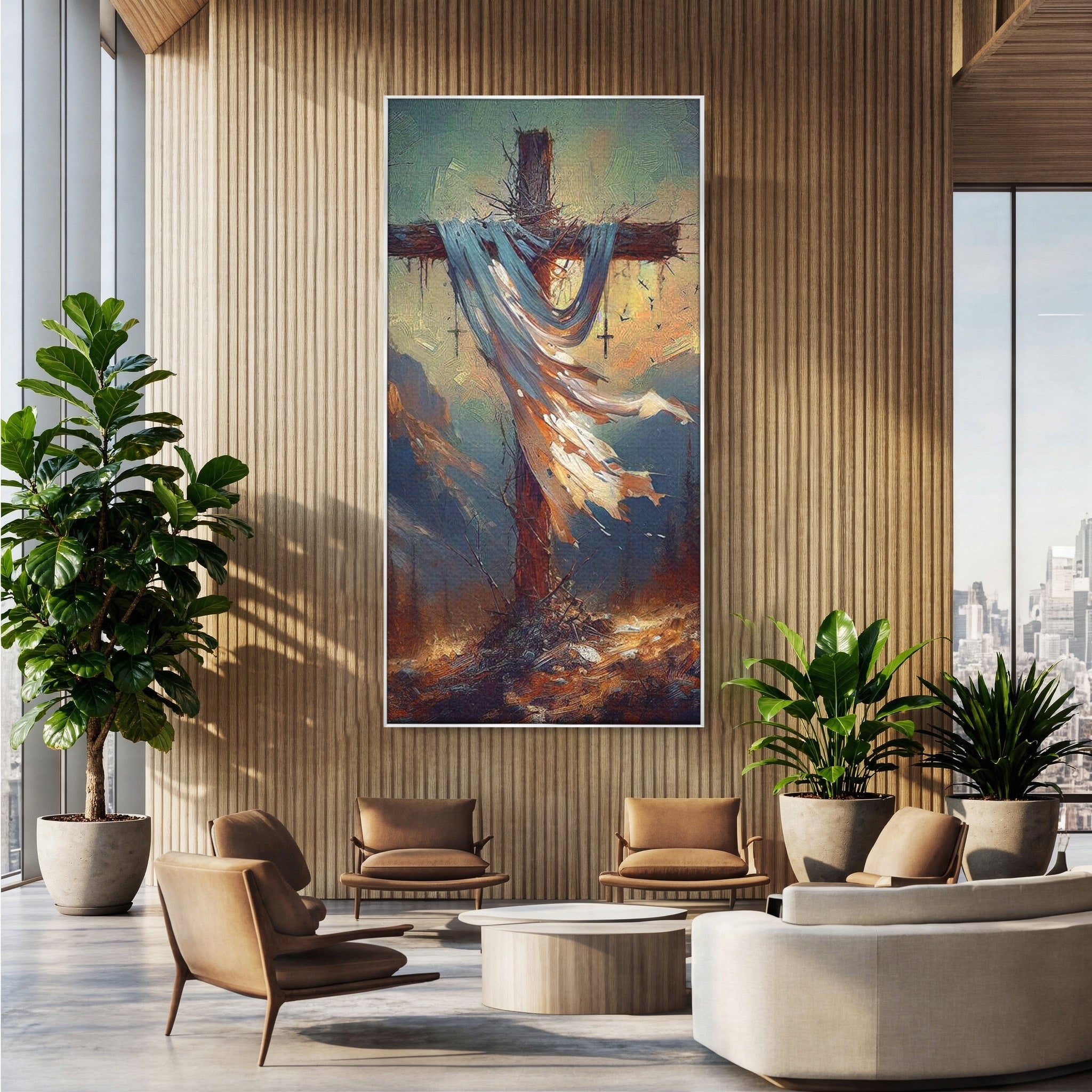 Tablou Canvas Premium LuxCanva® PI1382, Crucea Mantuirii, Crucifix, Hristos, Mantuire, Religie, Jertfa, Culori Vibrante, Living, Dormitor