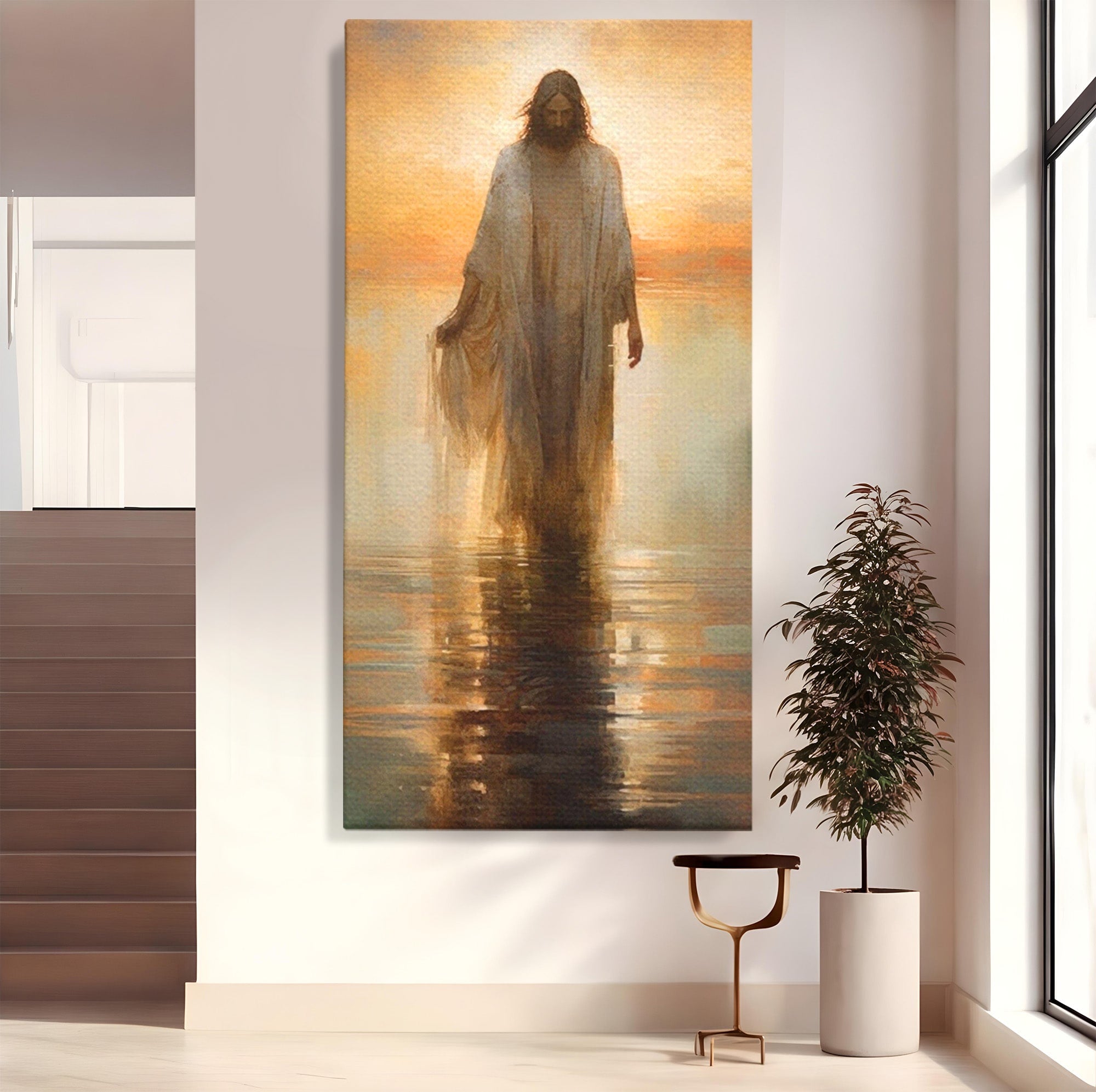 Tablou Canvas Premium LuxCanva® PI1384, Iisus Mantuitorul, Fiul, Spiritualitate, Religie, Meditatie, Culori Vibrante, Living