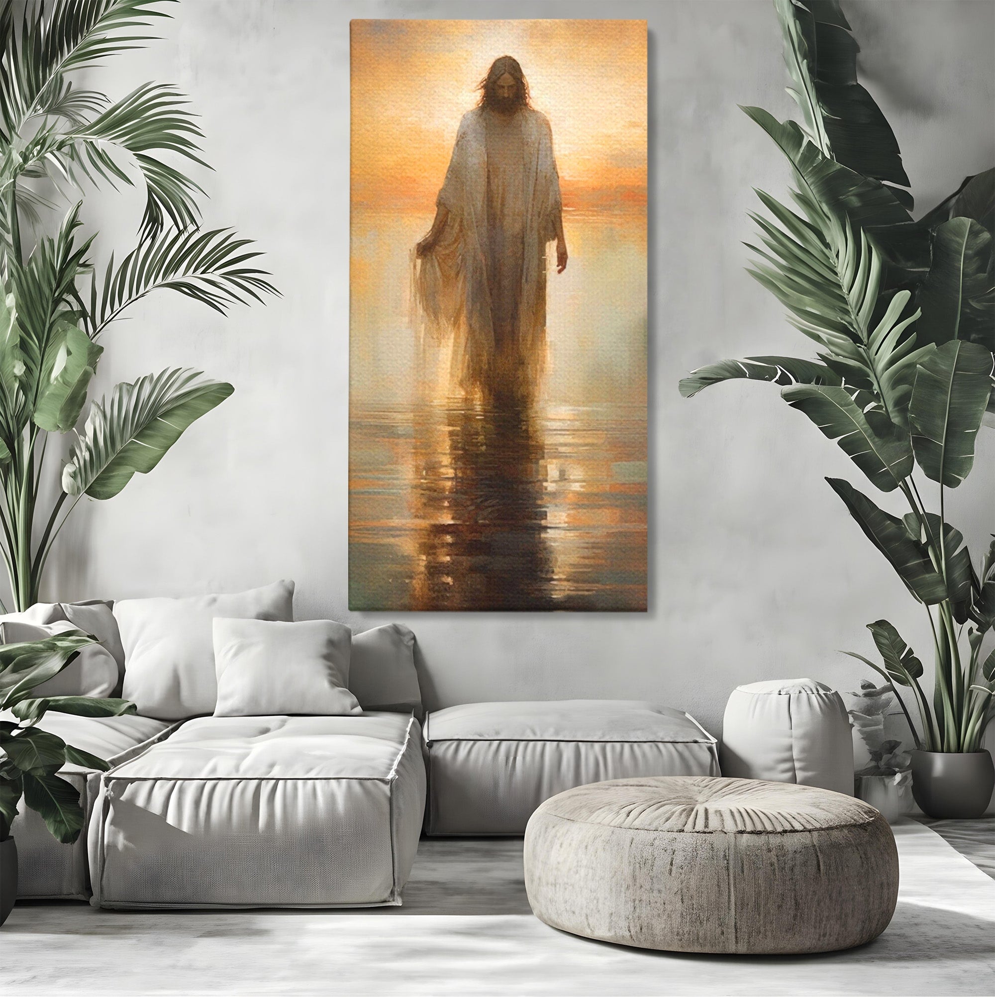 Tablou Canvas Premium LuxCanva® PI1384, Iisus Mantuitorul, Fiul, Spiritualitate, Religie, Meditatie, Culori Vibrante, Living