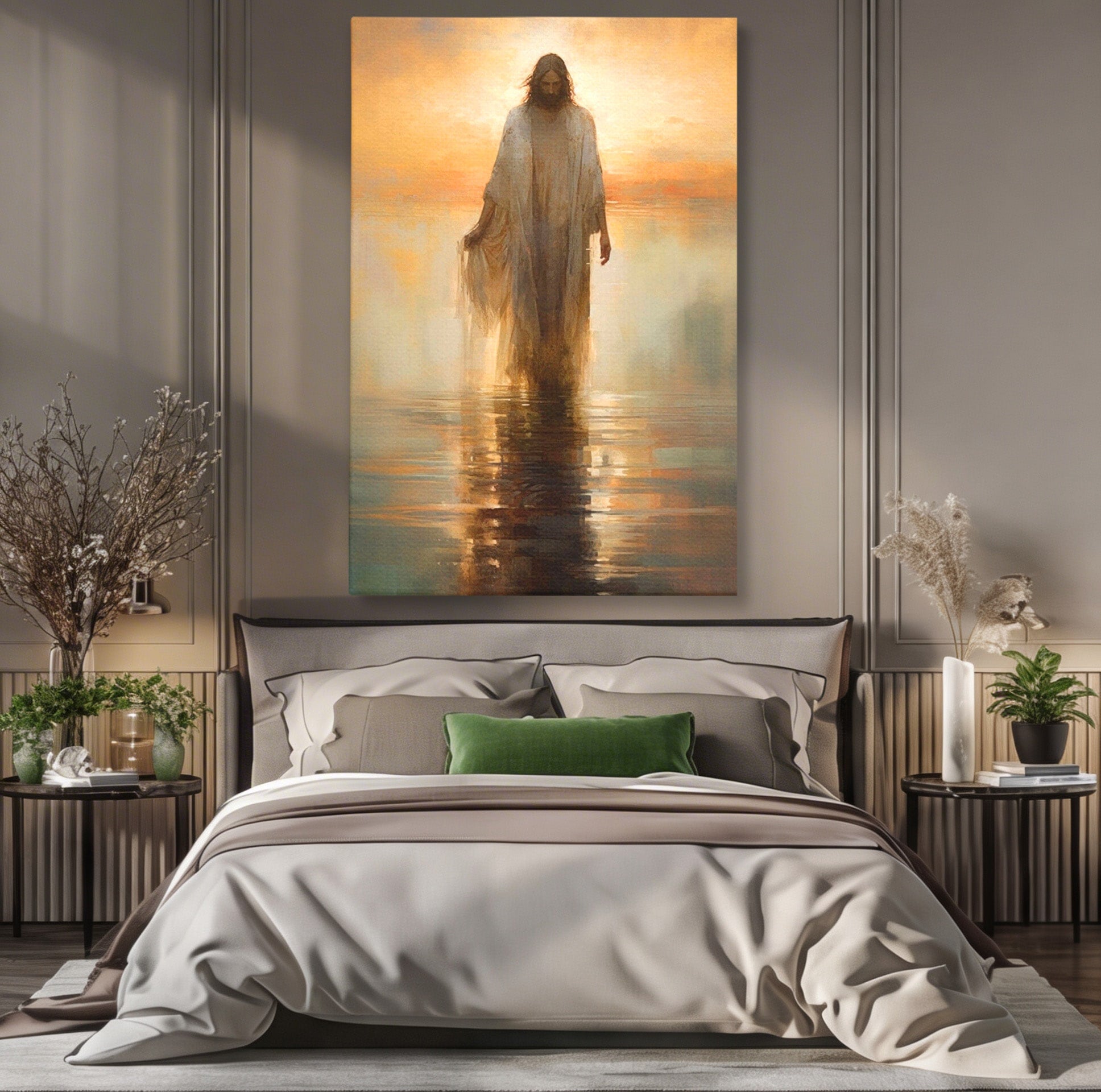 Tablou Canvas Premium LuxCanva® PI1384, Iisus Mantuitorul, Fiul, Spiritualitate, Religie, Meditatie, Culori Vibrante, Living