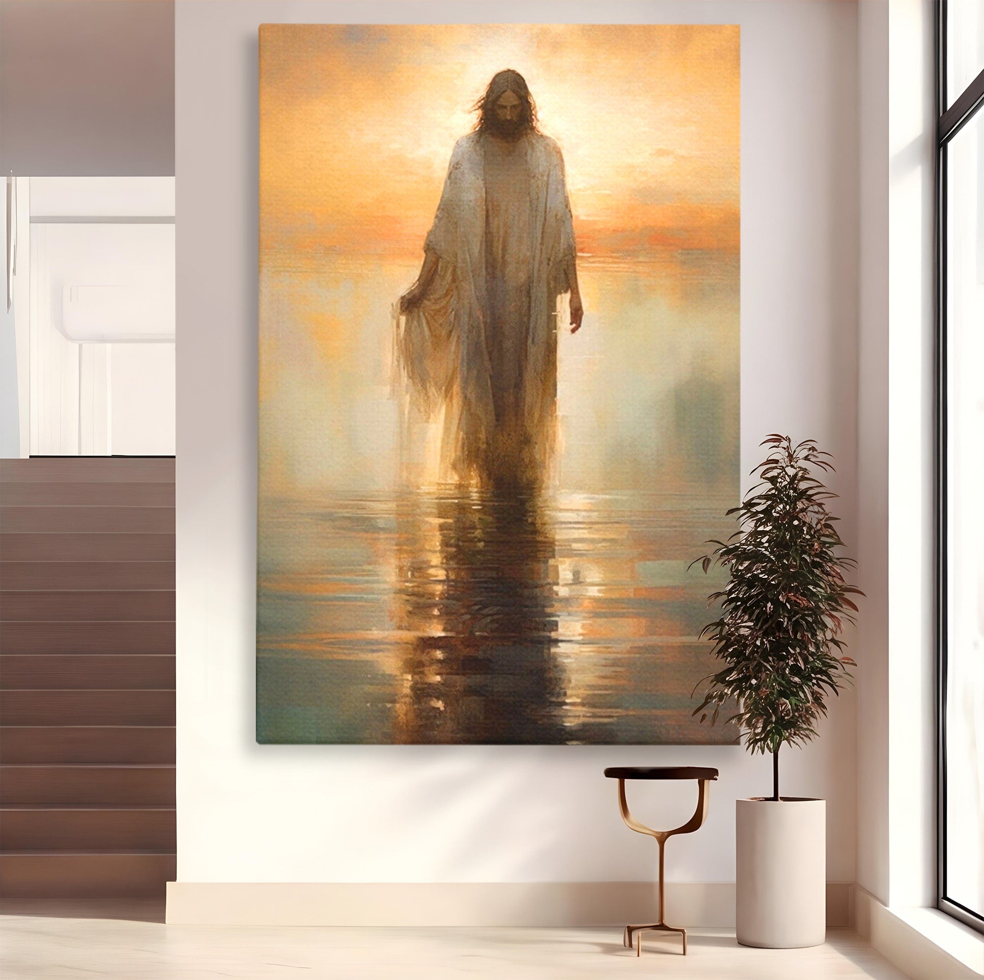 Tablou Canvas Premium LuxCanva® PI1384, Iisus Mantuitorul, Fiul, Spiritualitate, Religie, Meditatie, Culori Vibrante, Living