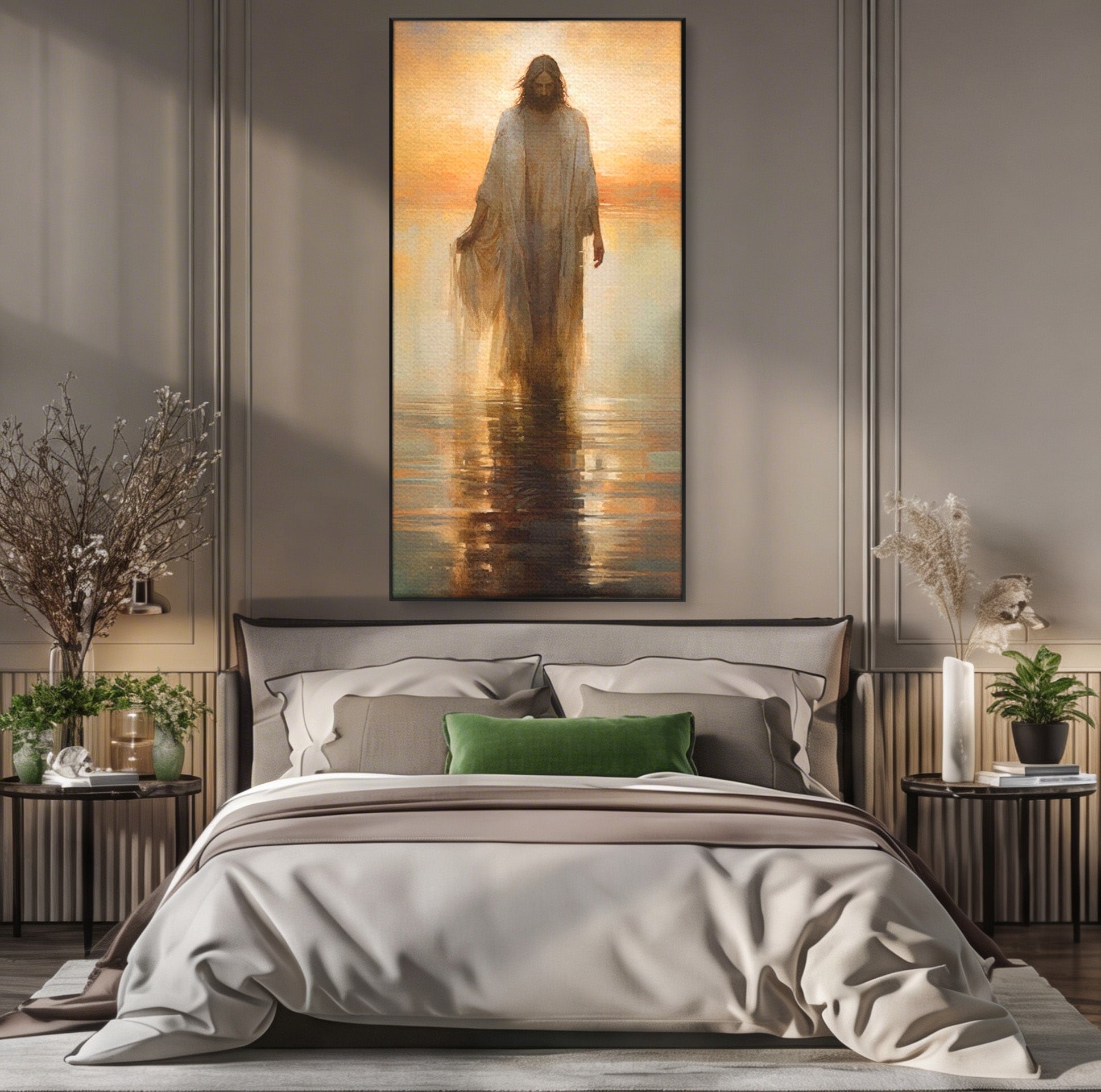 Tablou Canvas Premium LuxCanva® PI1384, Iisus Mantuitorul, Fiul, Spiritualitate, Religie, Meditatie, Culori Vibrante, Living