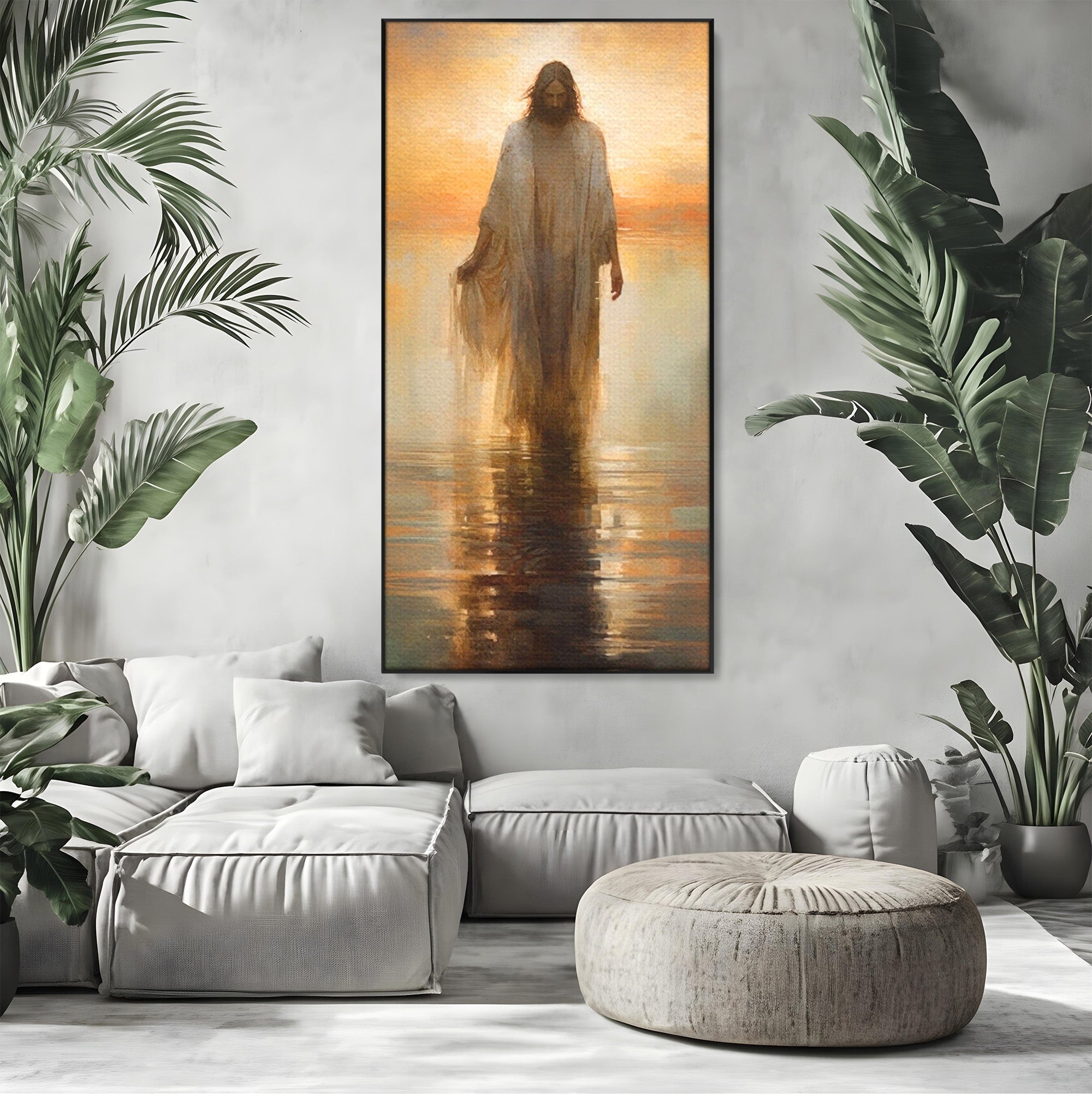 Tablou Canvas Premium LuxCanva® PI1384, Iisus Mantuitorul, Fiul, Spiritualitate, Religie, Meditatie, Culori Vibrante, Living