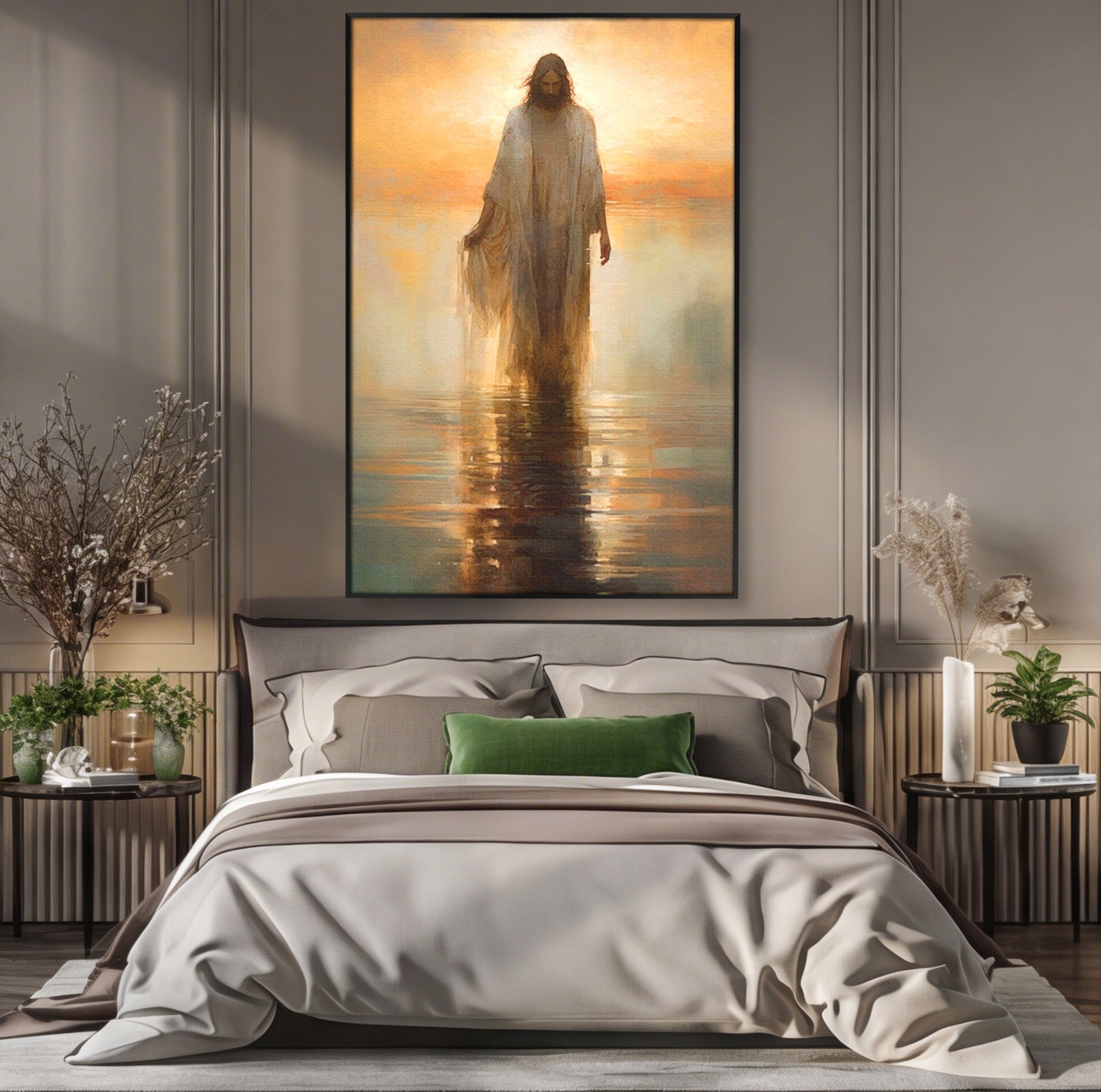 Tablou Canvas Premium LuxCanva® PI1384, Iisus Mantuitorul, Fiul, Spiritualitate, Religie, Meditatie, Culori Vibrante, Living