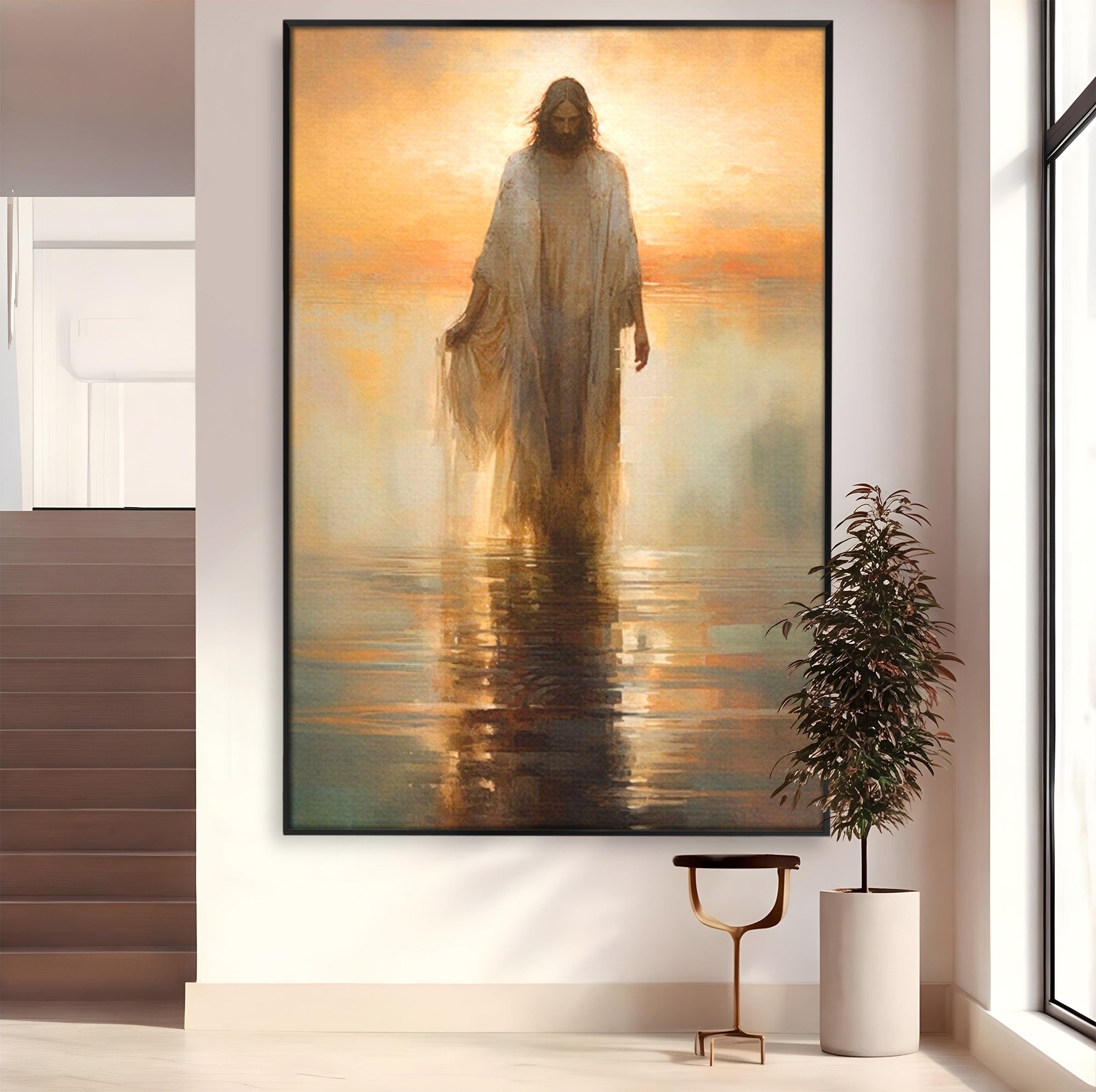 Tablou Canvas Premium LuxCanva® PI1384, Iisus Mantuitorul, Fiul, Spiritualitate, Religie, Meditatie, Culori Vibrante, Living