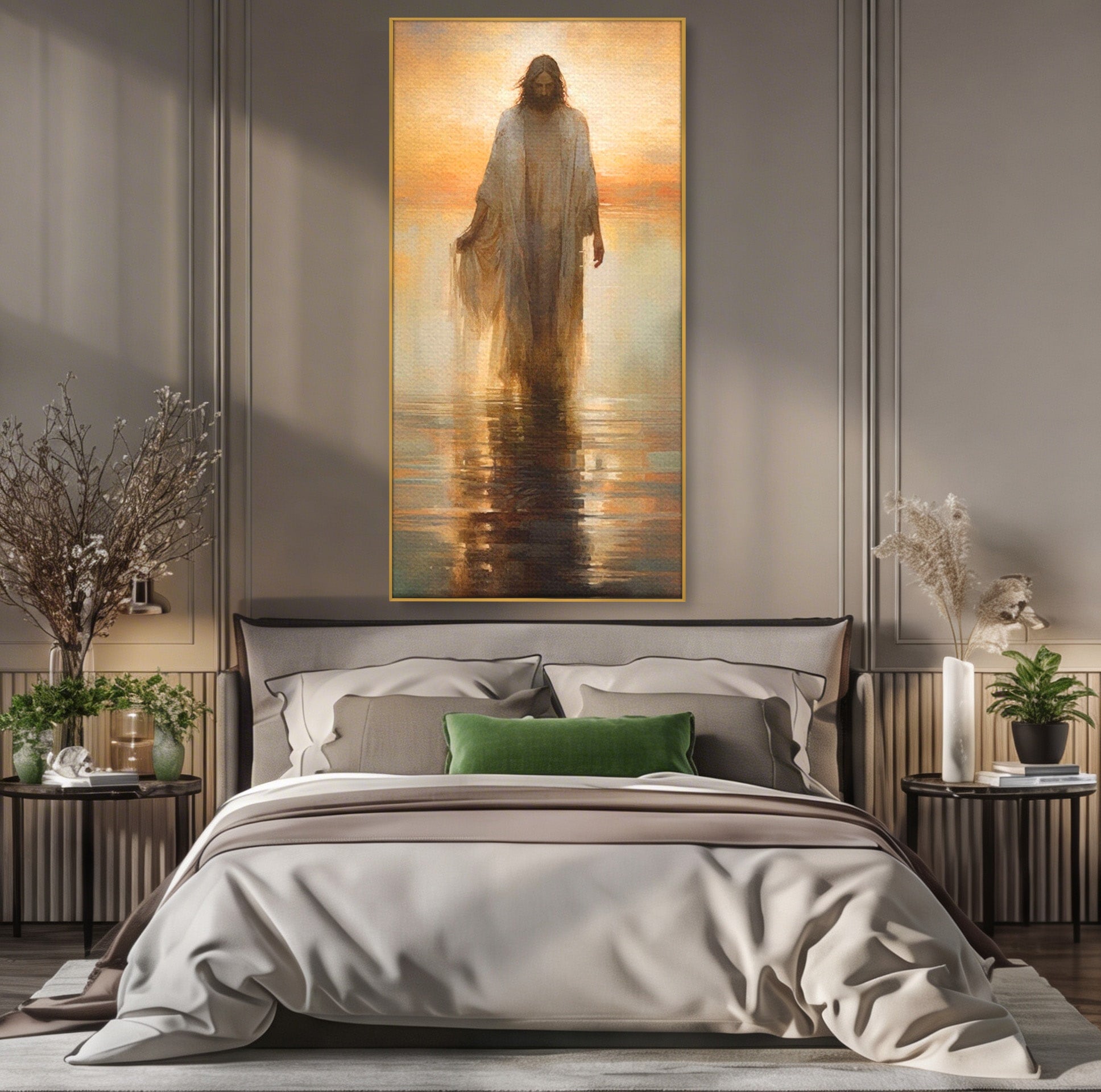 Tablou Canvas Premium LuxCanva® PI1384, Iisus Mantuitorul, Fiul, Spiritualitate, Religie, Meditatie, Culori Vibrante, Living
