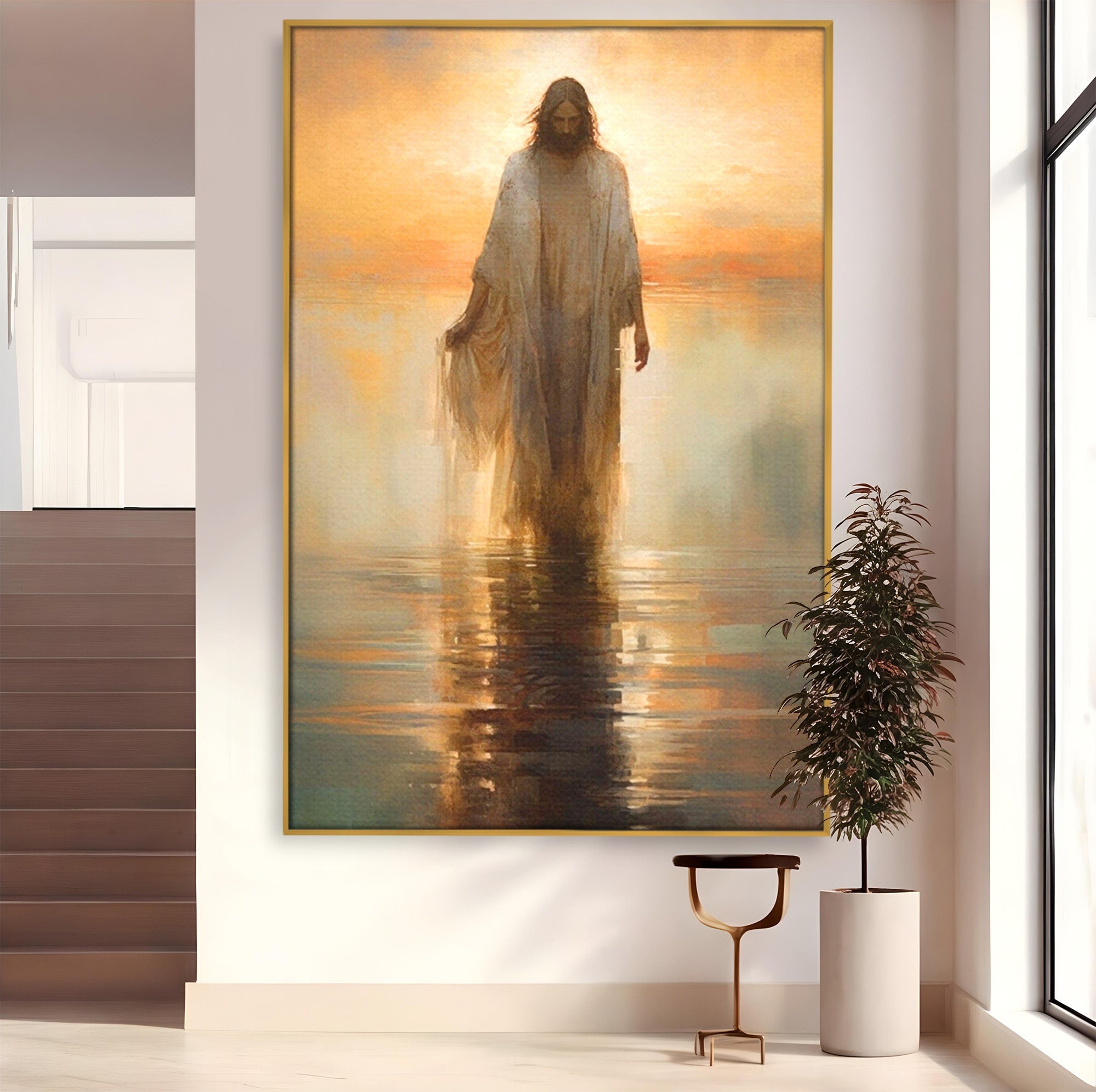 Tablou Canvas Premium LuxCanva® PI1384, Iisus Mantuitorul, Fiul, Spiritualitate, Religie, Meditatie, Culori Vibrante, Living