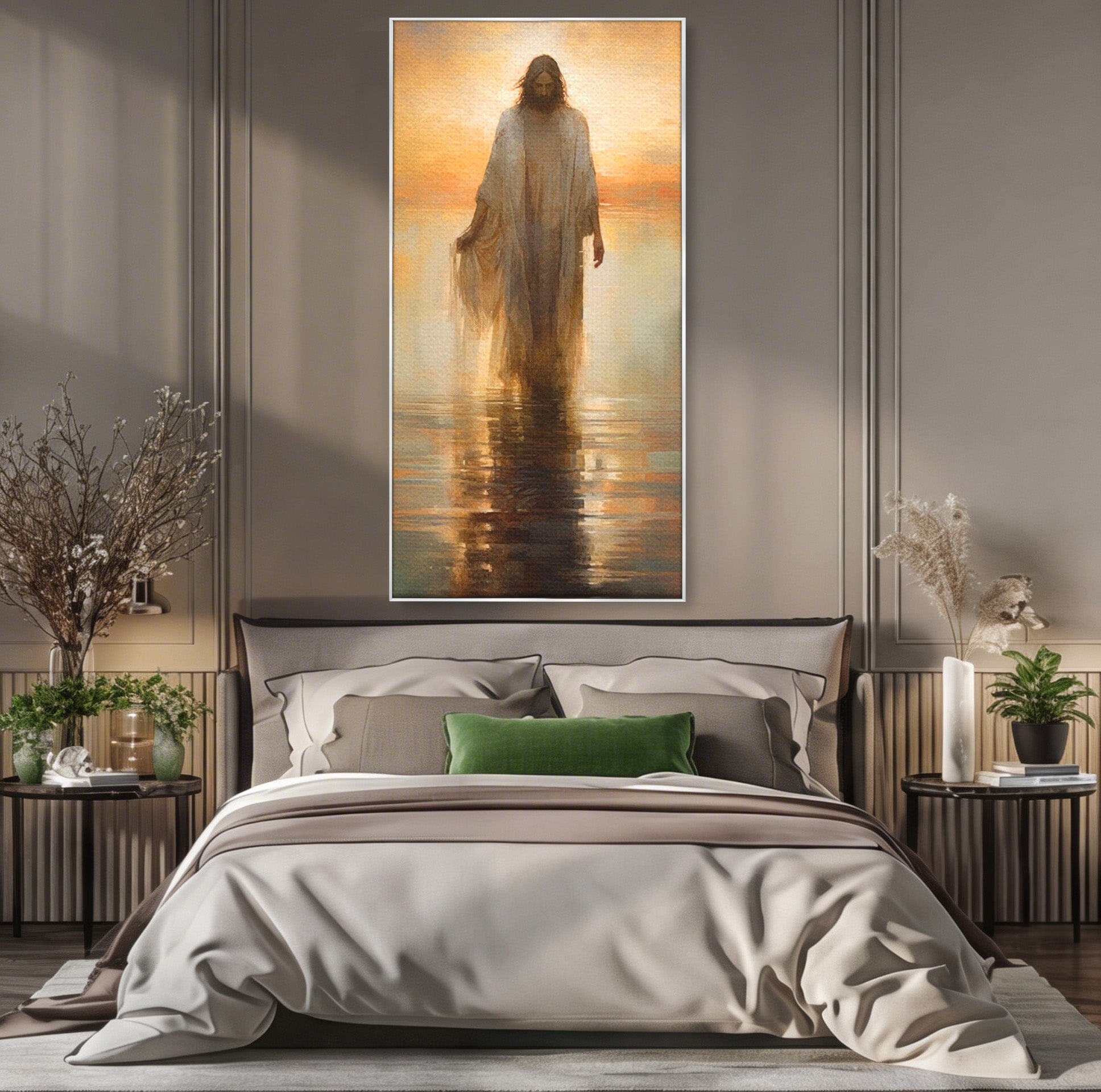 Tablou Canvas Premium LuxCanva® PI1384, Iisus Mantuitorul, Fiul, Spiritualitate, Religie, Meditatie, Culori Vibrante, Living