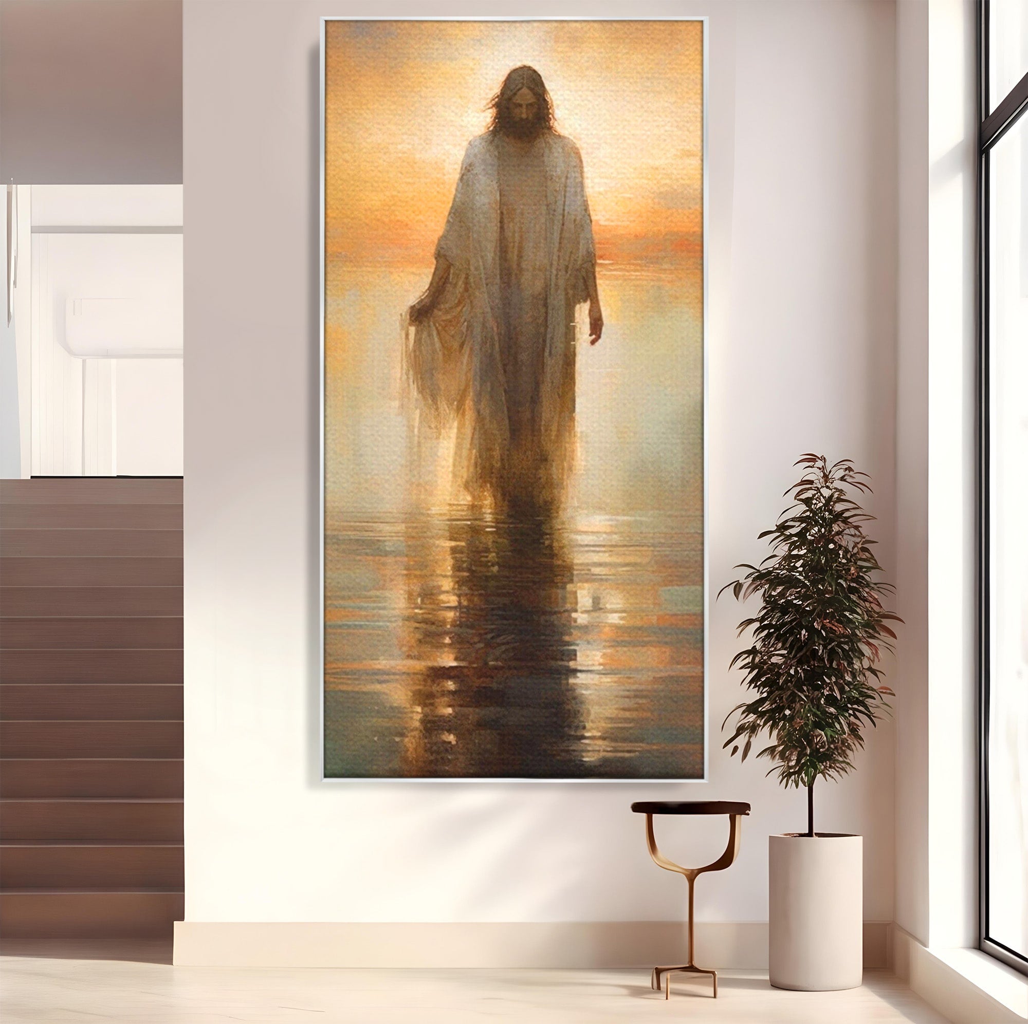 Tablou Canvas Premium LuxCanva® PI1384, Iisus Mantuitorul, Fiul, Spiritualitate, Religie, Meditatie, Culori Vibrante, Living
