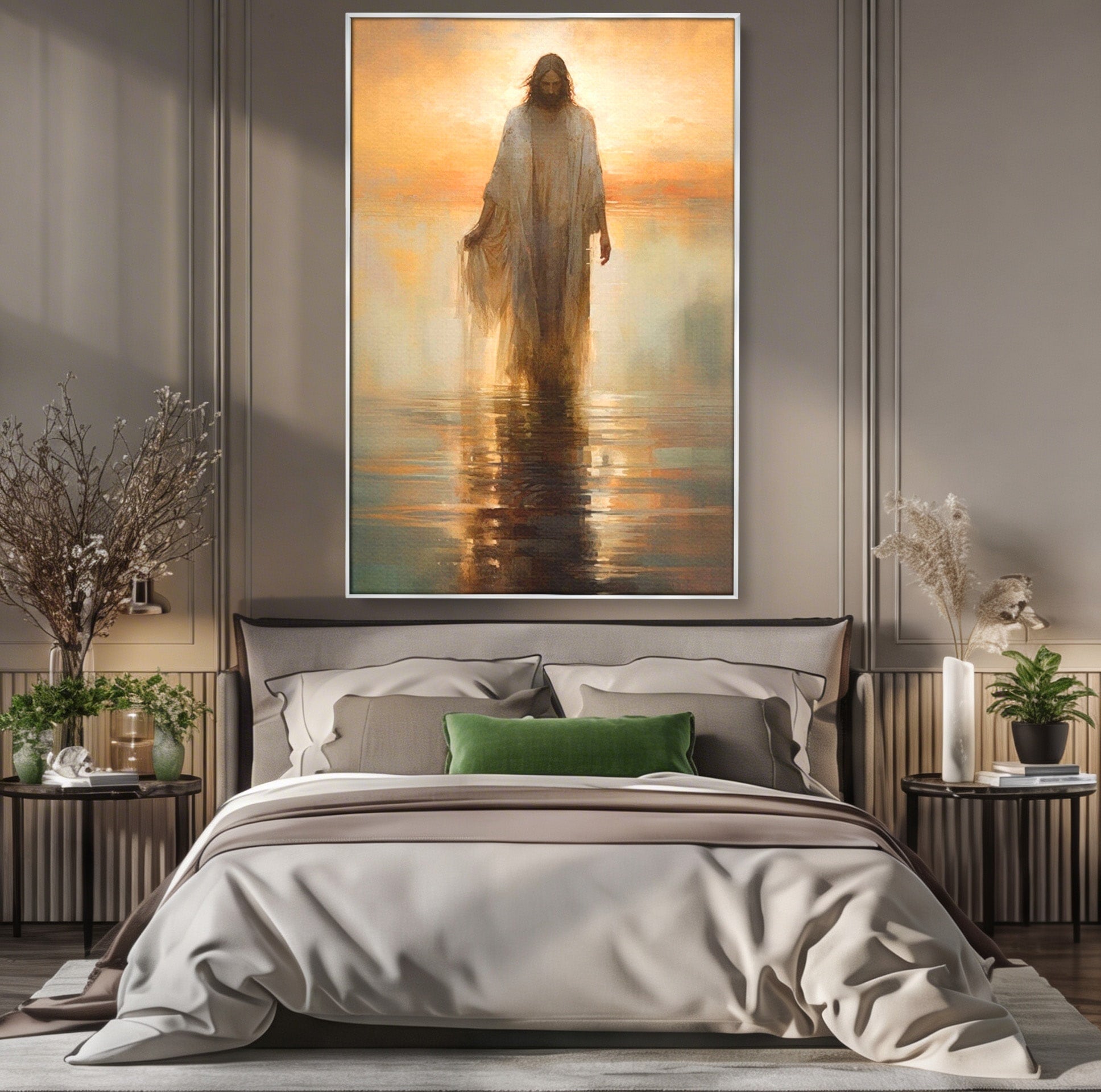 Tablou Canvas Premium LuxCanva® PI1384, Iisus Mantuitorul, Fiul, Spiritualitate, Religie, Meditatie, Culori Vibrante, Living
