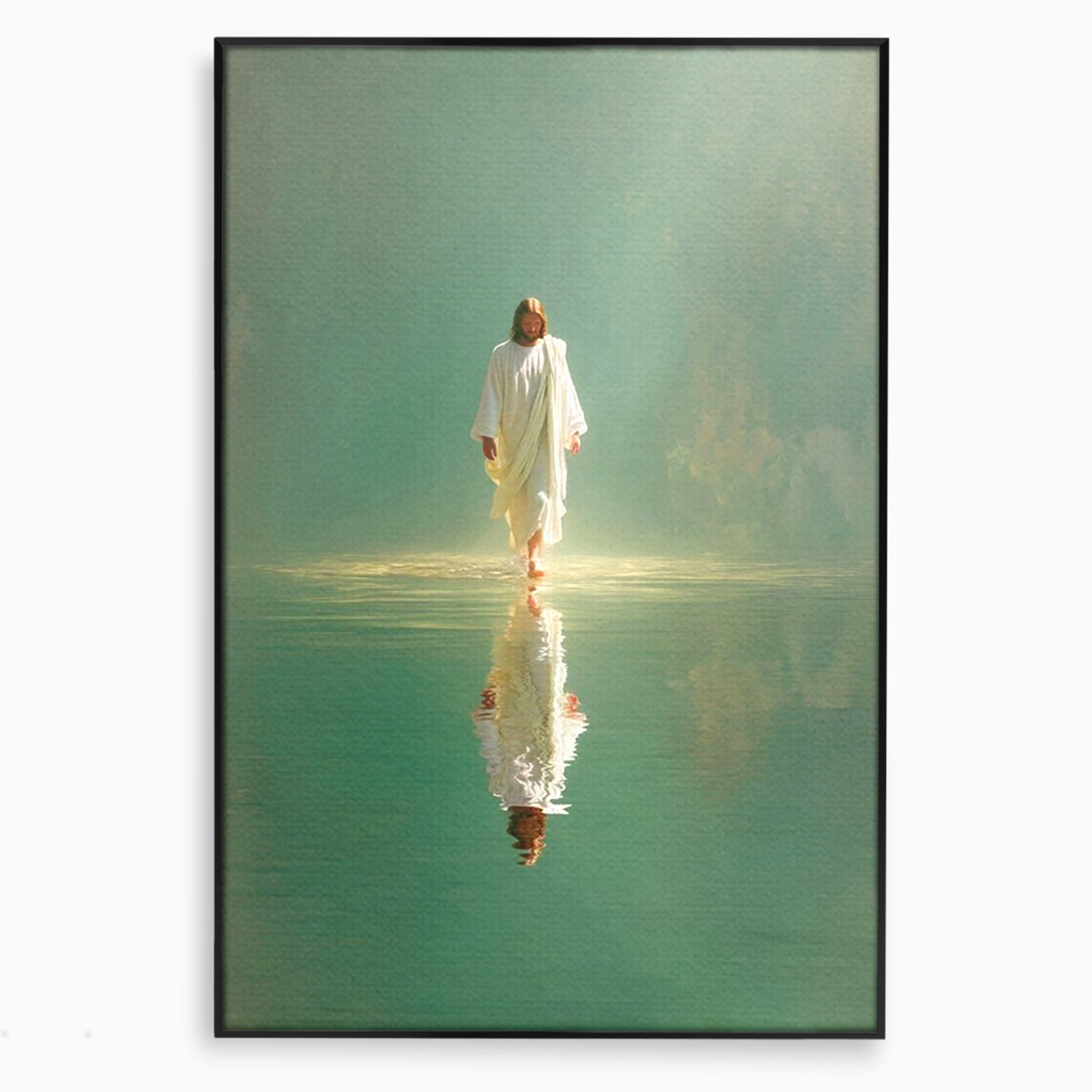 Tablou Canvas Premium LuxCanva® PI1385, Mantuitorul Pe Apa, Religie, Spiritualitate, Apa, Meditatie, Culori Vibrante, Living, Dormitor