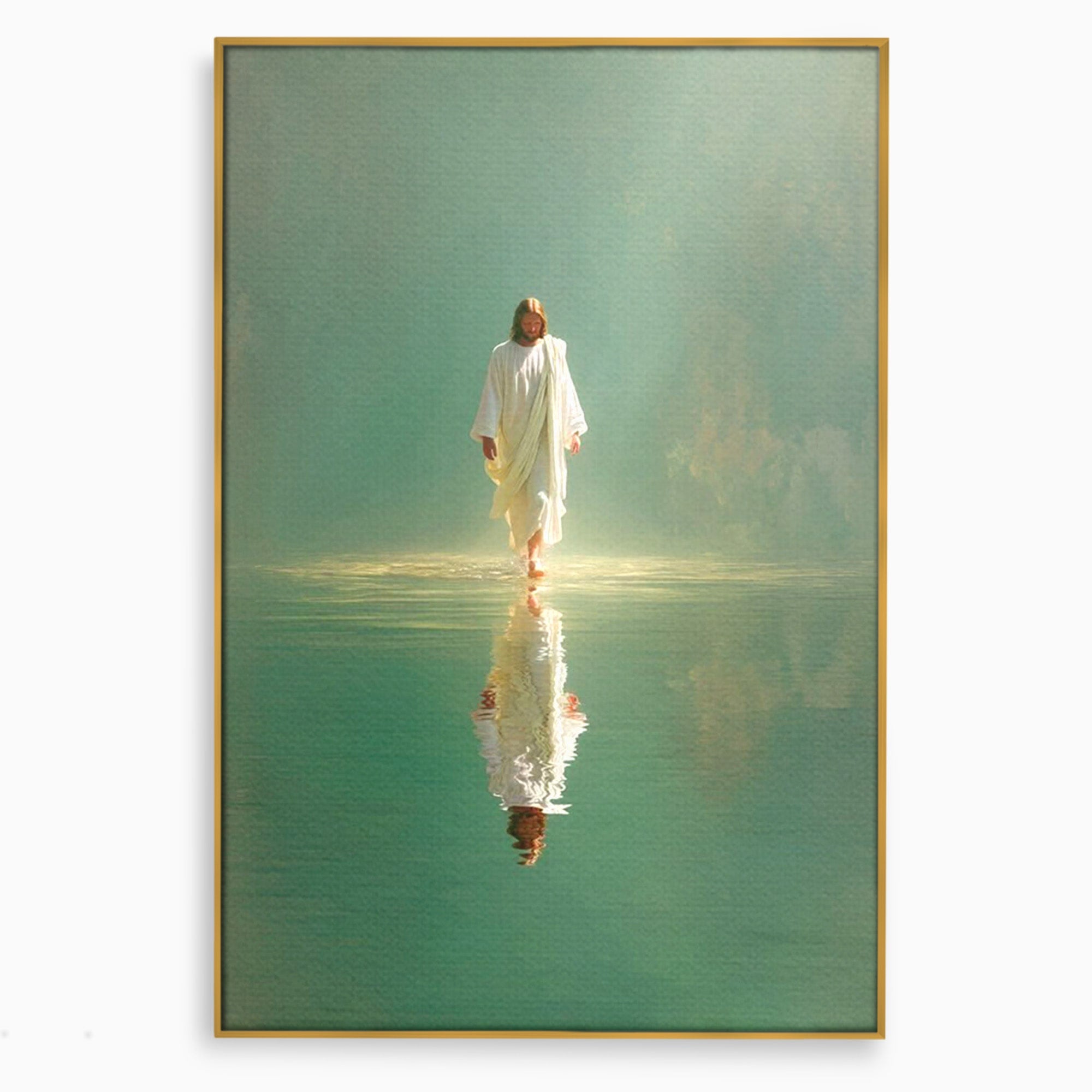 Tablou Canvas Premium LuxCanva® PI1385, Mantuitorul Pe Apa, Religie, Spiritualitate, Apa, Meditatie, Culori Vibrante, Living, Dormitor