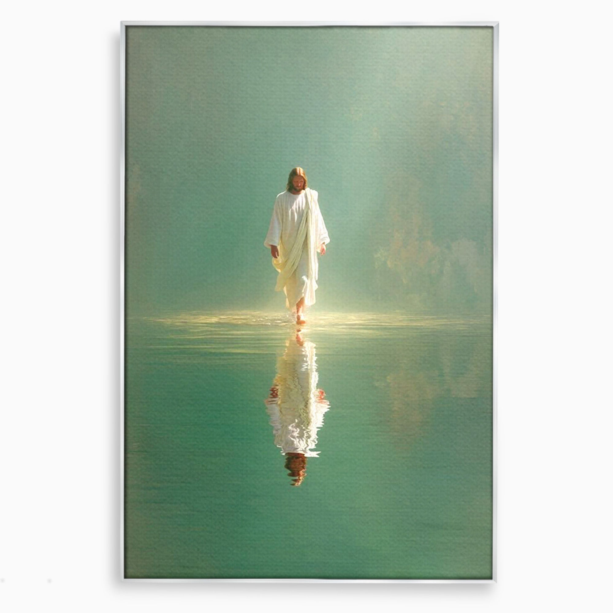 Tablou Canvas Premium LuxCanva® PI1385, Mantuitorul Pe Apa, Religie, Spiritualitate, Apa, Meditatie, Culori Vibrante, Living, Dormitor