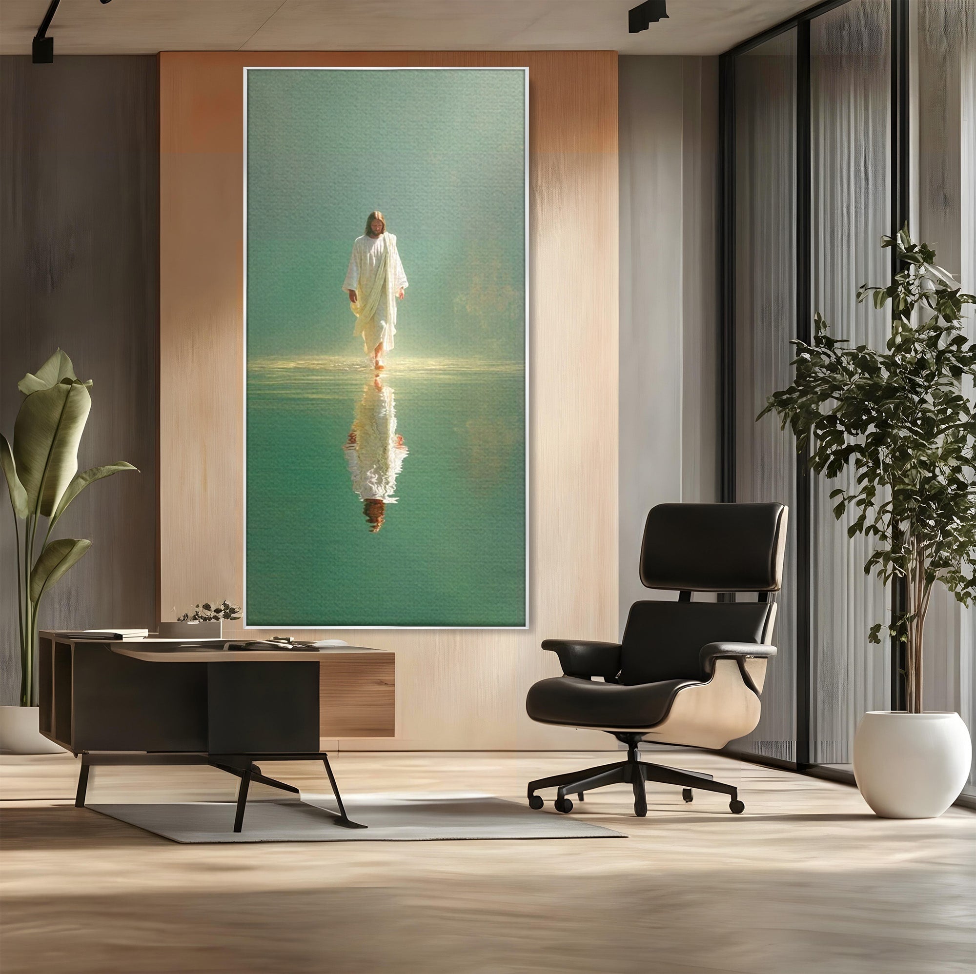 Tablou Canvas Premium LuxCanva® PI1385, Mantuitorul Pe Apa, Religie, Spiritualitate, Apa, Meditatie, Culori Vibrante, Living, Dormitor