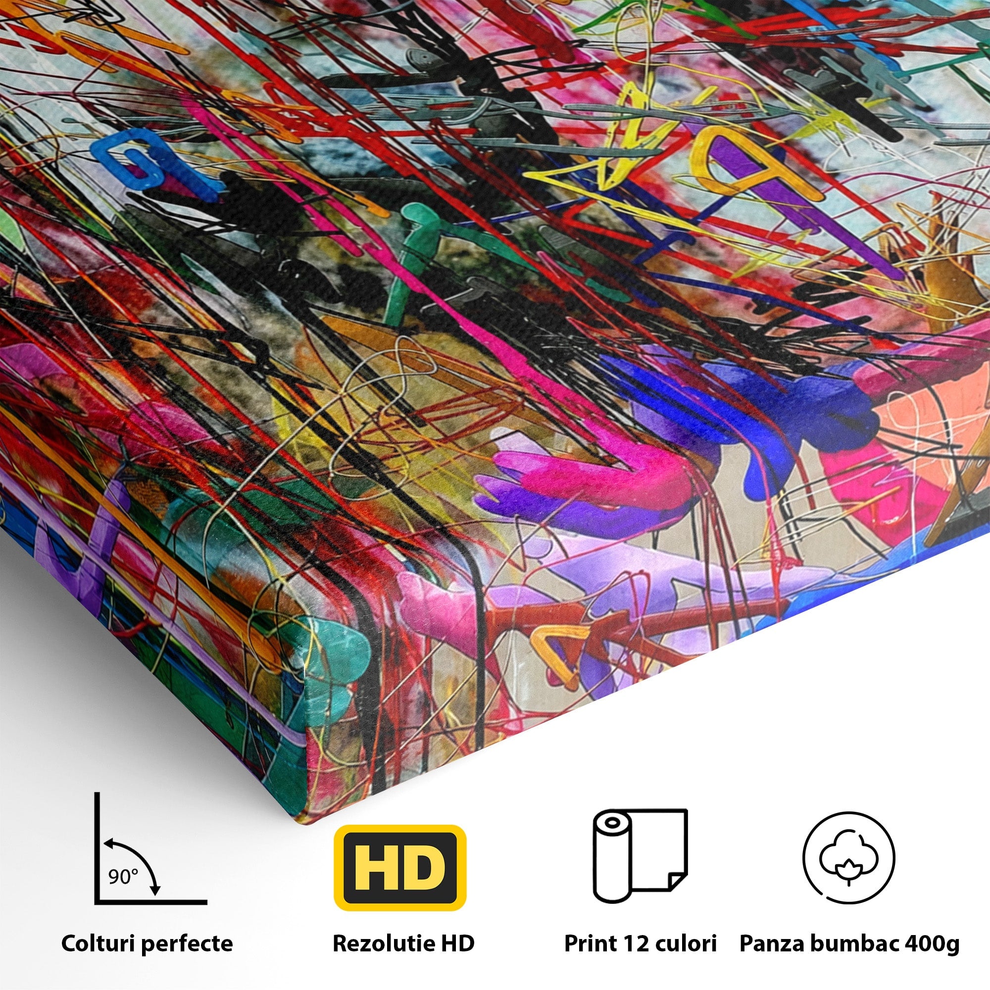 Tablou Canvas Premium LuxCanva® PI1386, Explozie De Culori Abstracte, Abstract, Arta Moderna, Creativitate, Energetic, Culori Vibrante, Living