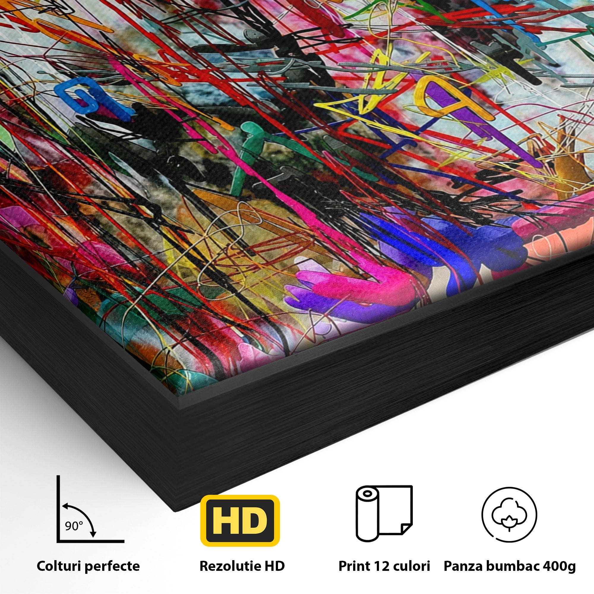 Tablou Canvas Premium LuxCanva® PI1386, Explozie De Culori Abstracte, Abstract, Arta Moderna, Creativitate, Energetic, Culori Vibrante, Living