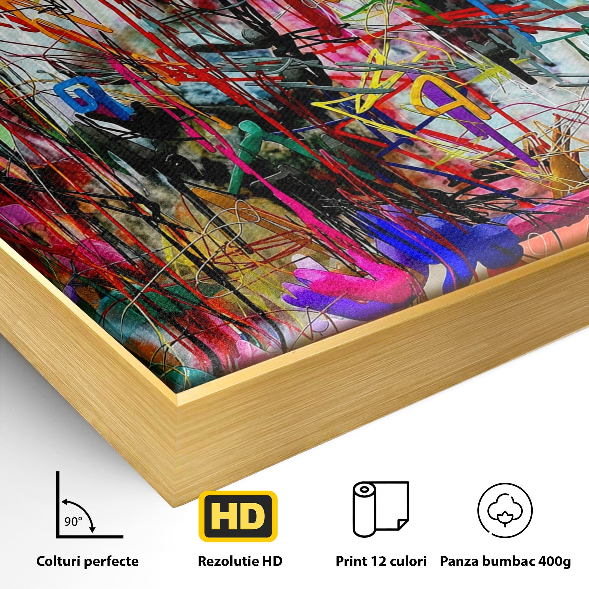 Tablou Canvas Premium LuxCanva® PI1386, Explozie De Culori Abstracte, Abstract, Arta Moderna, Creativitate, Energetic, Culori Vibrante, Living