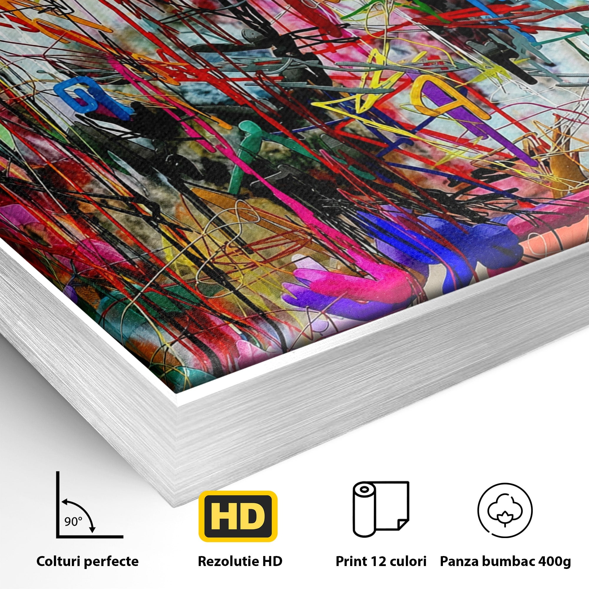 Tablou Canvas Premium LuxCanva® PI1386, Explozie De Culori Abstracte, Abstract, Arta Moderna, Creativitate, Energetic, Culori Vibrante, Living