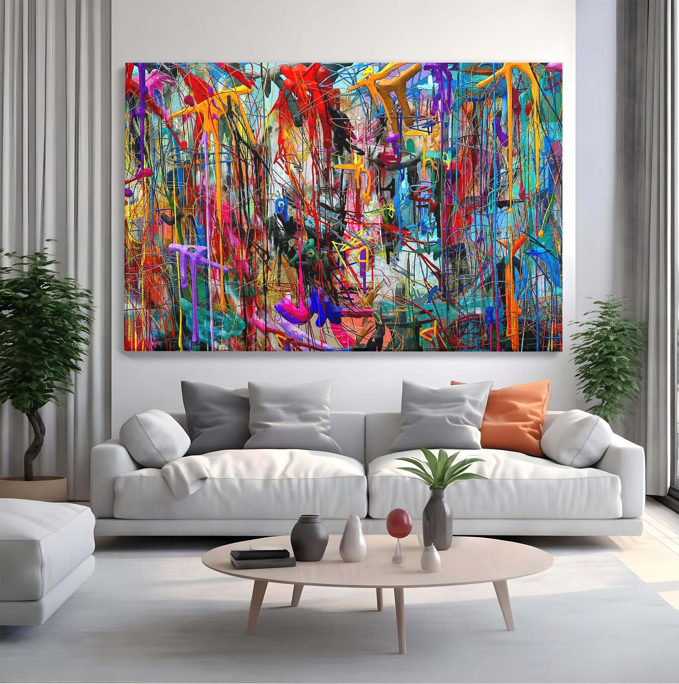 Tablou Canvas Premium LuxCanva® PI1386, Explozie De Culori Abstracte, Abstract, Arta Moderna, Creativitate, Energetic, Culori Vibrante, Living