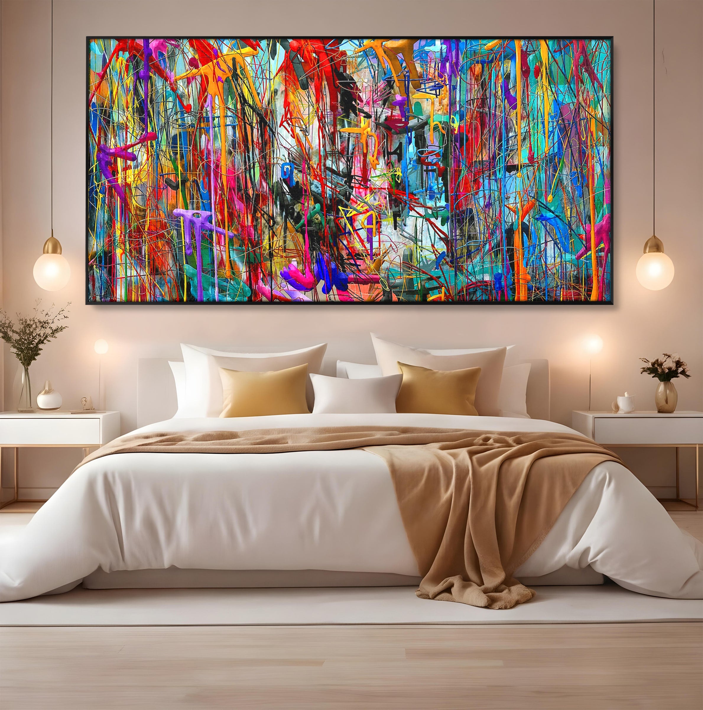 Tablou Canvas Premium LuxCanva® PI1386, Explozie De Culori Abstracte, Abstract, Arta Moderna, Creativitate, Energetic, Culori Vibrante, Living