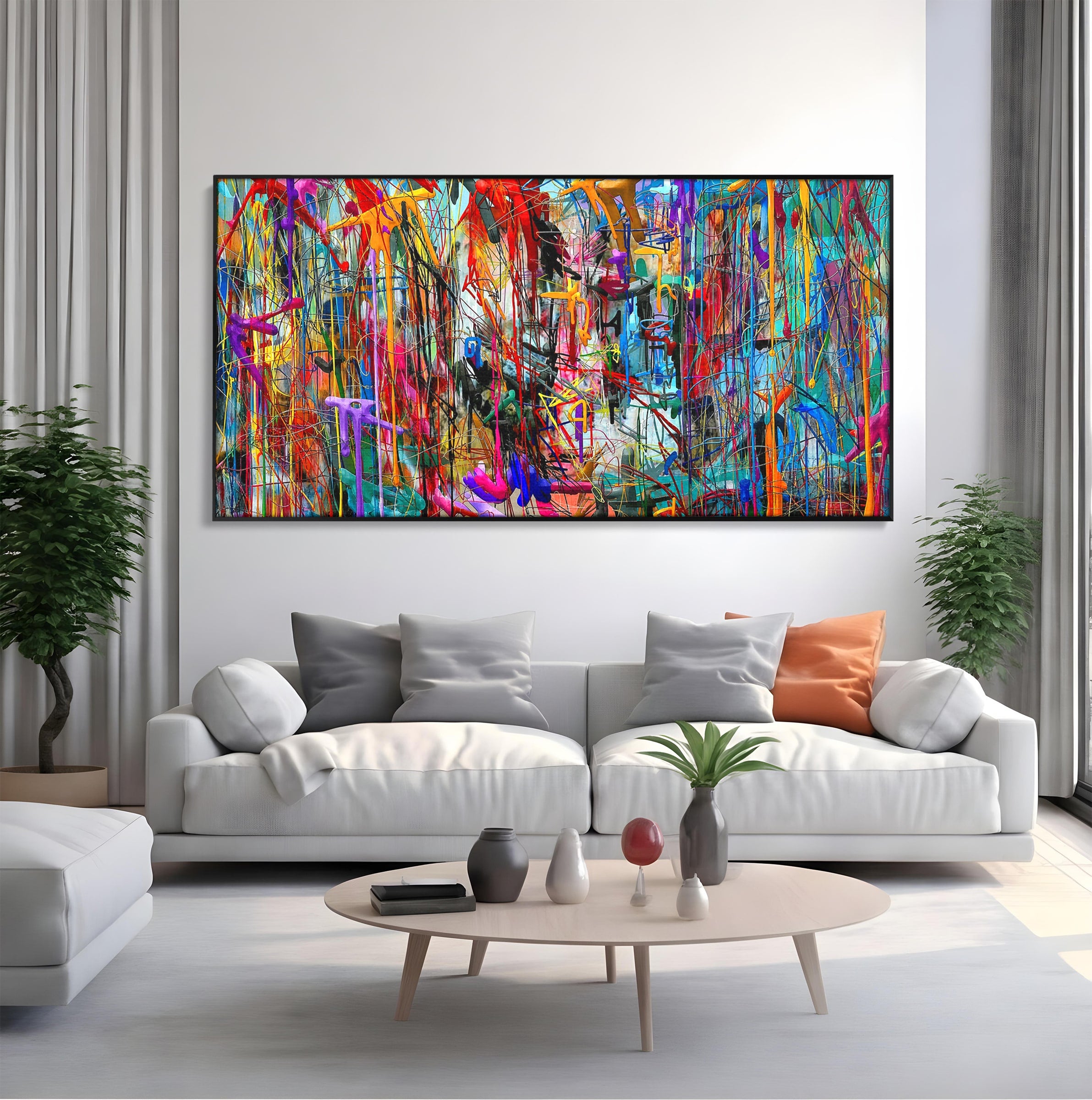 Tablou Canvas Premium LuxCanva® PI1386, Explozie De Culori Abstracte, Abstract, Arta Moderna, Creativitate, Energetic, Culori Vibrante, Living