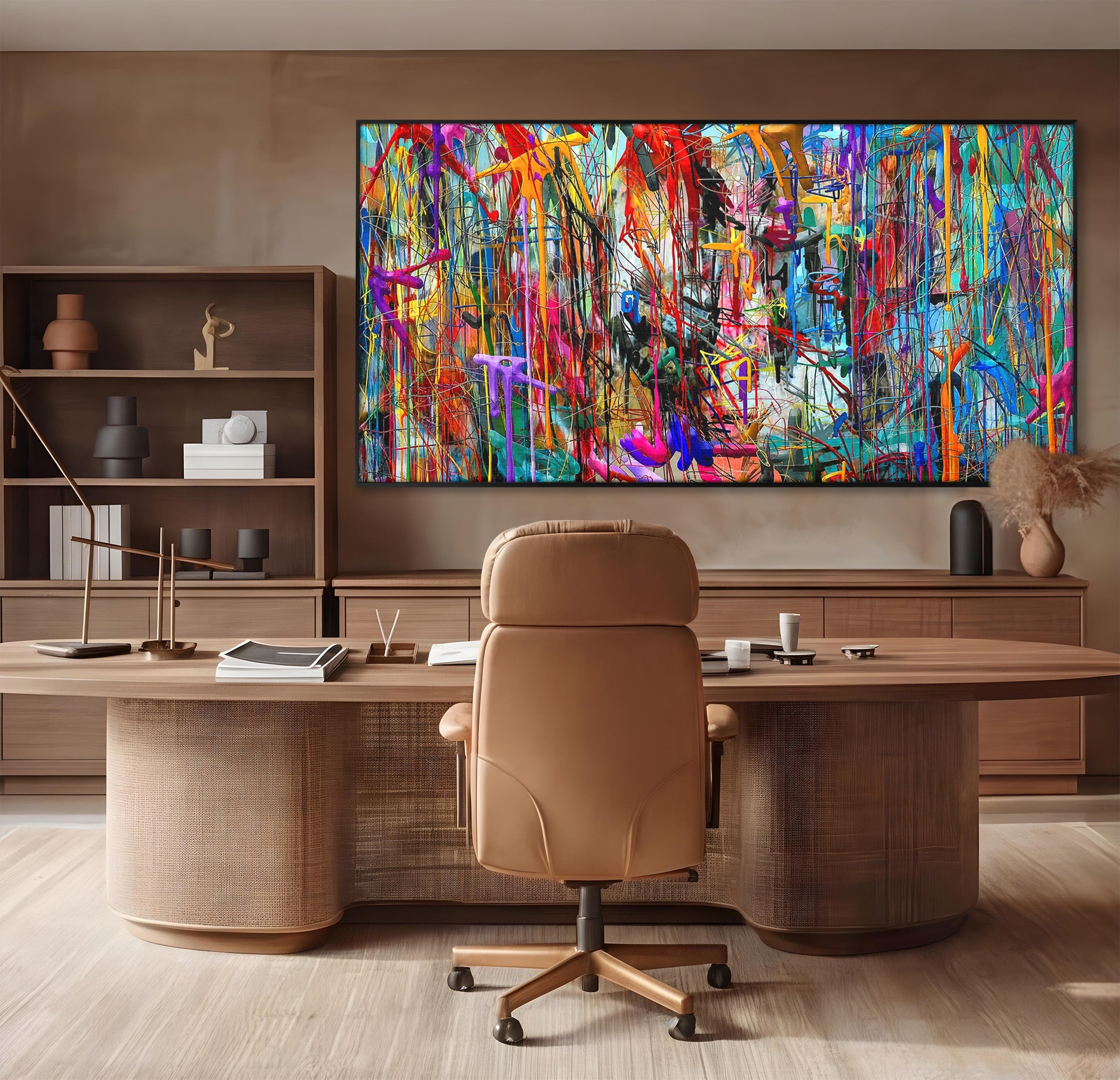 Tablou Canvas Premium LuxCanva® PI1386, Explozie De Culori Abstracte, Abstract, Arta Moderna, Creativitate, Energetic, Culori Vibrante, Living