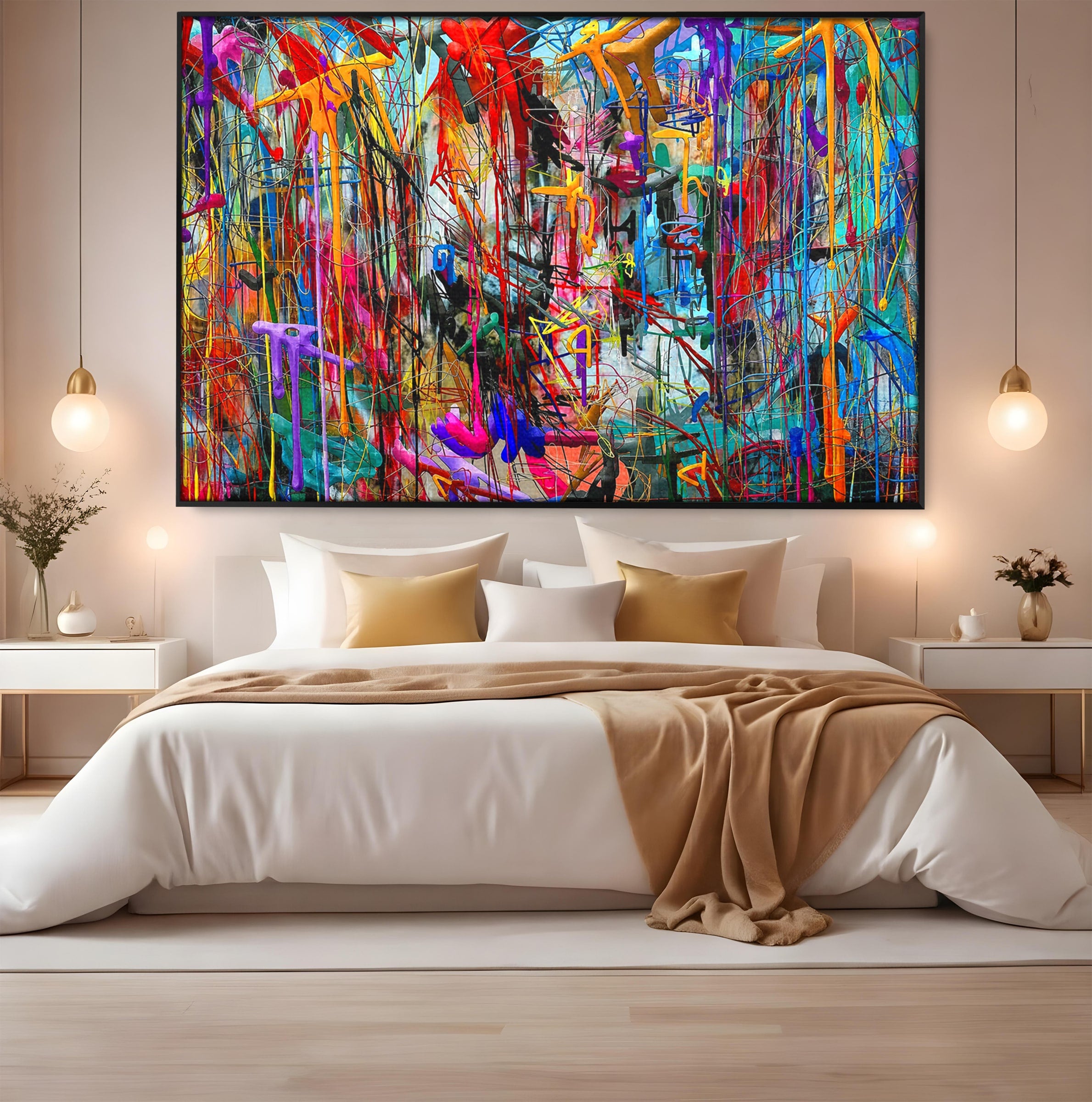 Tablou Canvas Premium LuxCanva® PI1386, Explozie De Culori Abstracte, Abstract, Arta Moderna, Creativitate, Energetic, Culori Vibrante, Living