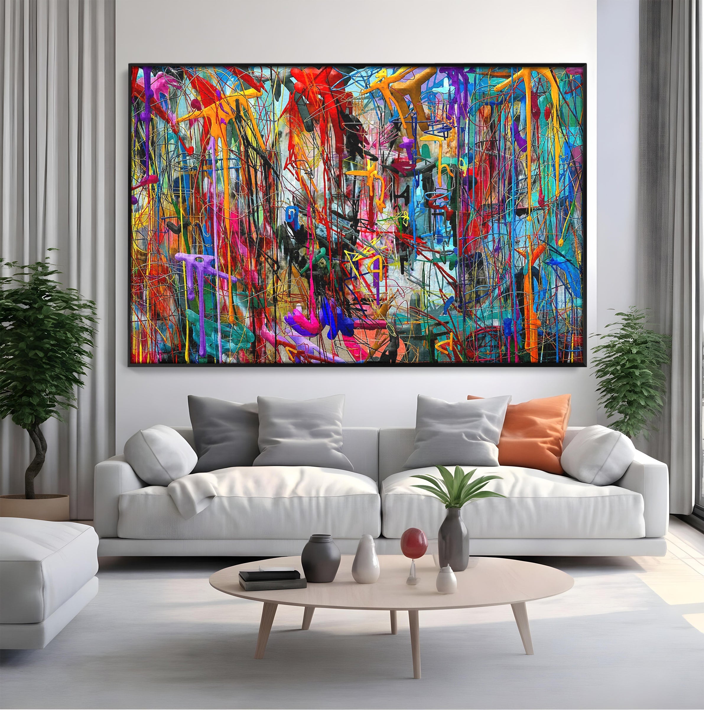 Tablou Canvas Premium LuxCanva® PI1386, Explozie De Culori Abstracte, Abstract, Arta Moderna, Creativitate, Energetic, Culori Vibrante, Living