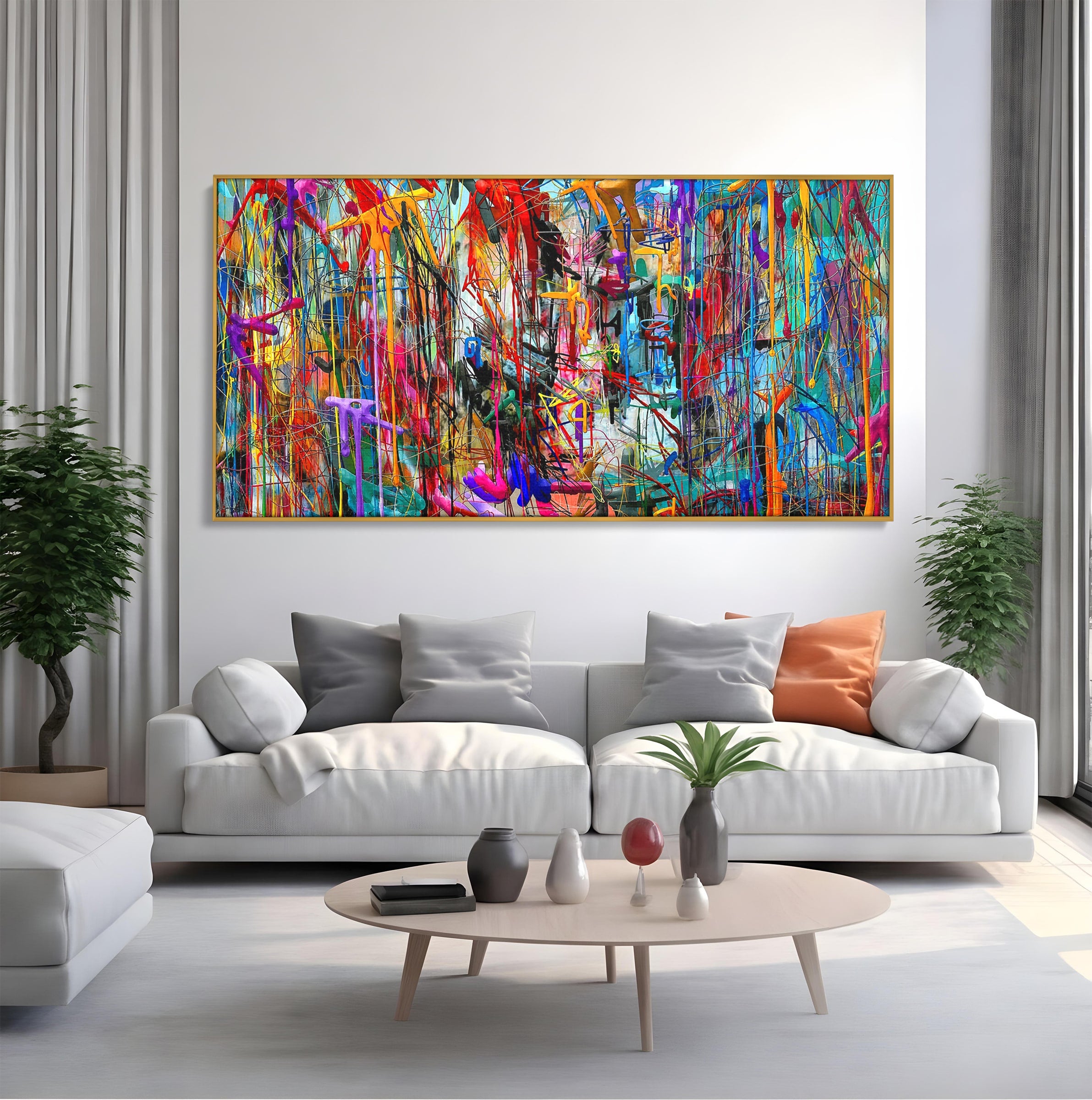 Tablou Canvas Premium LuxCanva® PI1386, Explozie De Culori Abstracte, Abstract, Arta Moderna, Creativitate, Energetic, Culori Vibrante, Living