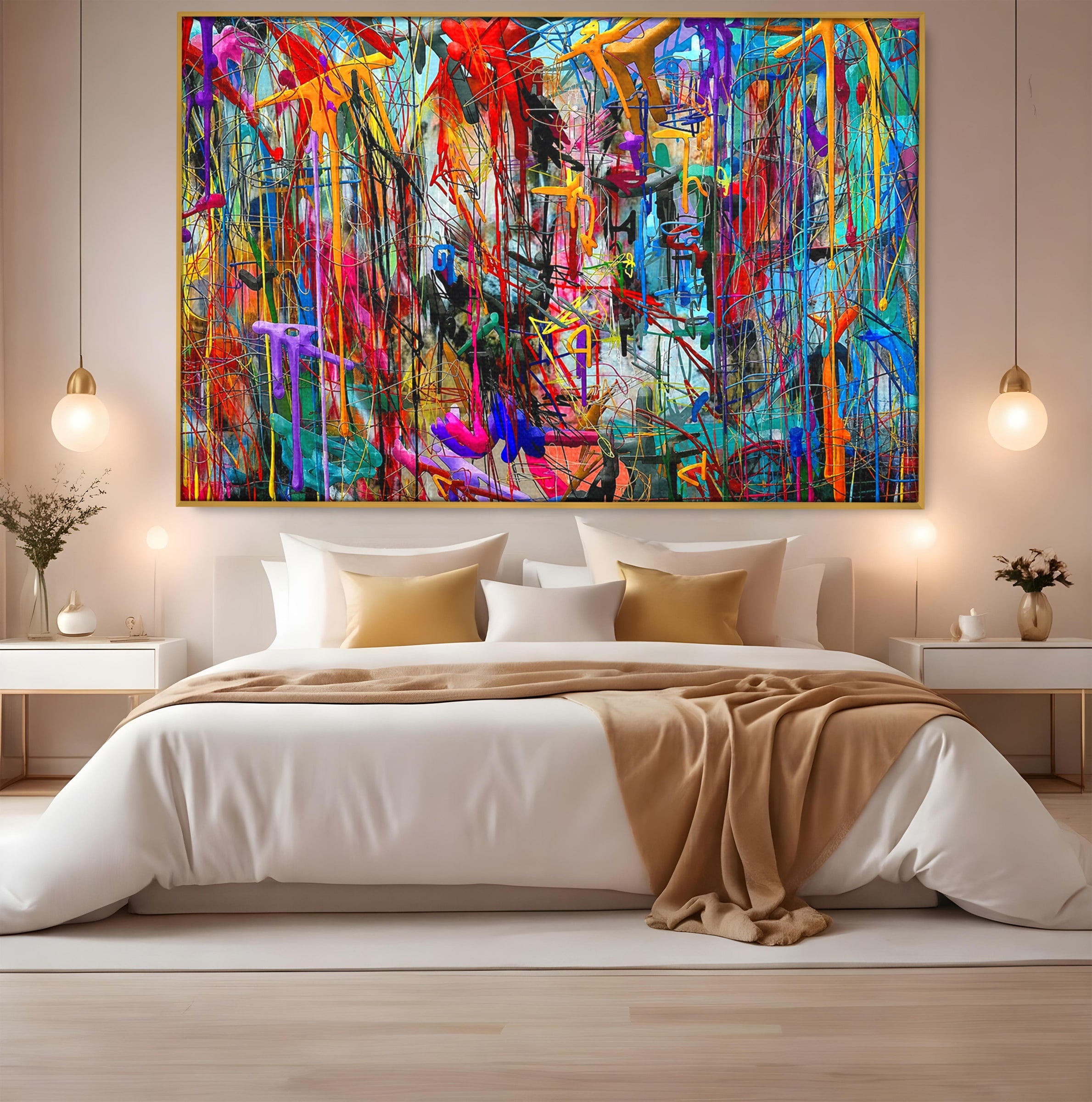 Tablou Canvas Premium LuxCanva® PI1386, Explozie De Culori Abstracte, Abstract, Arta Moderna, Creativitate, Energetic, Culori Vibrante, Living