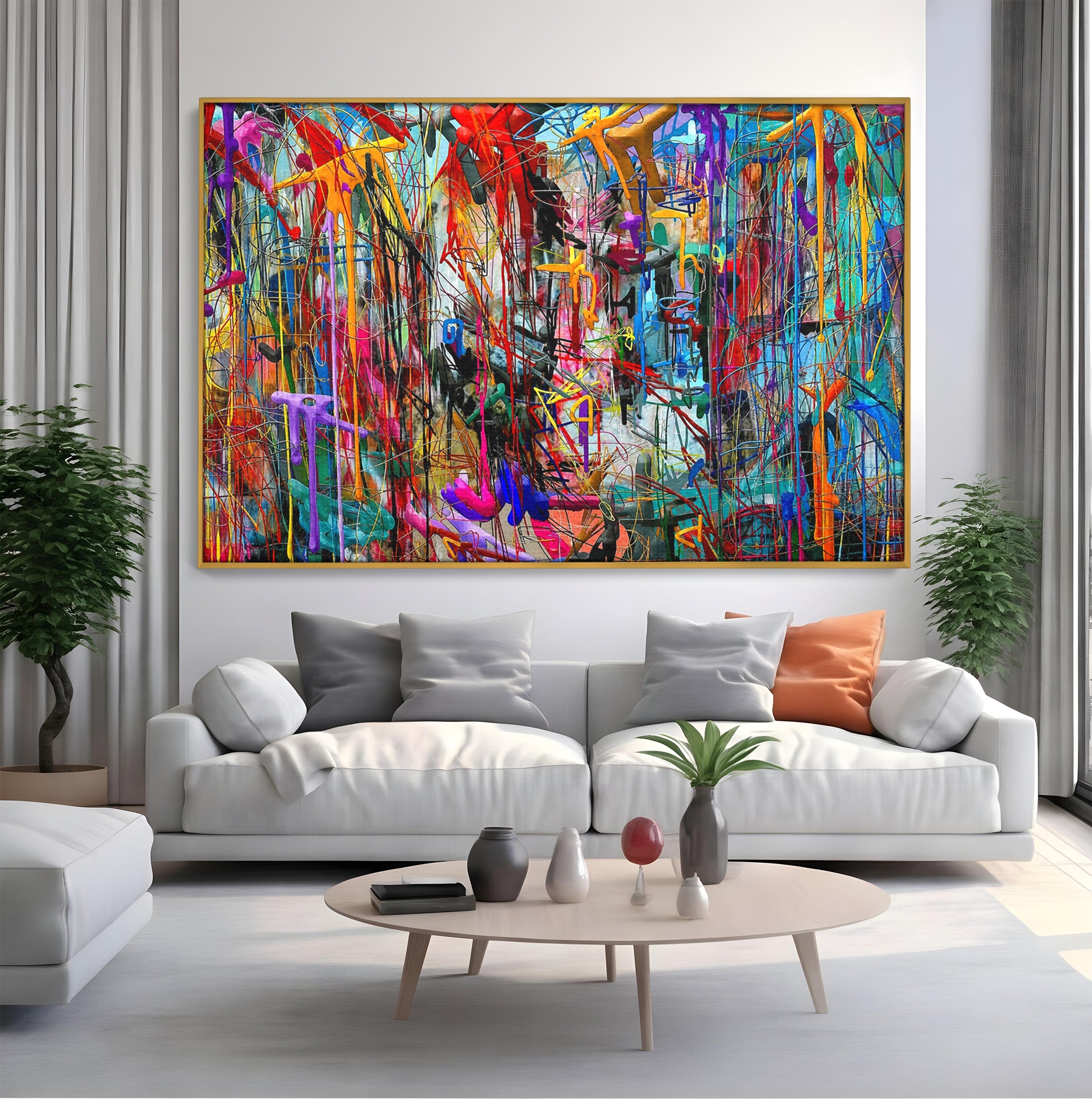 Tablou Canvas Premium LuxCanva® PI1386, Explozie De Culori Abstracte, Abstract, Arta Moderna, Creativitate, Energetic, Culori Vibrante, Living