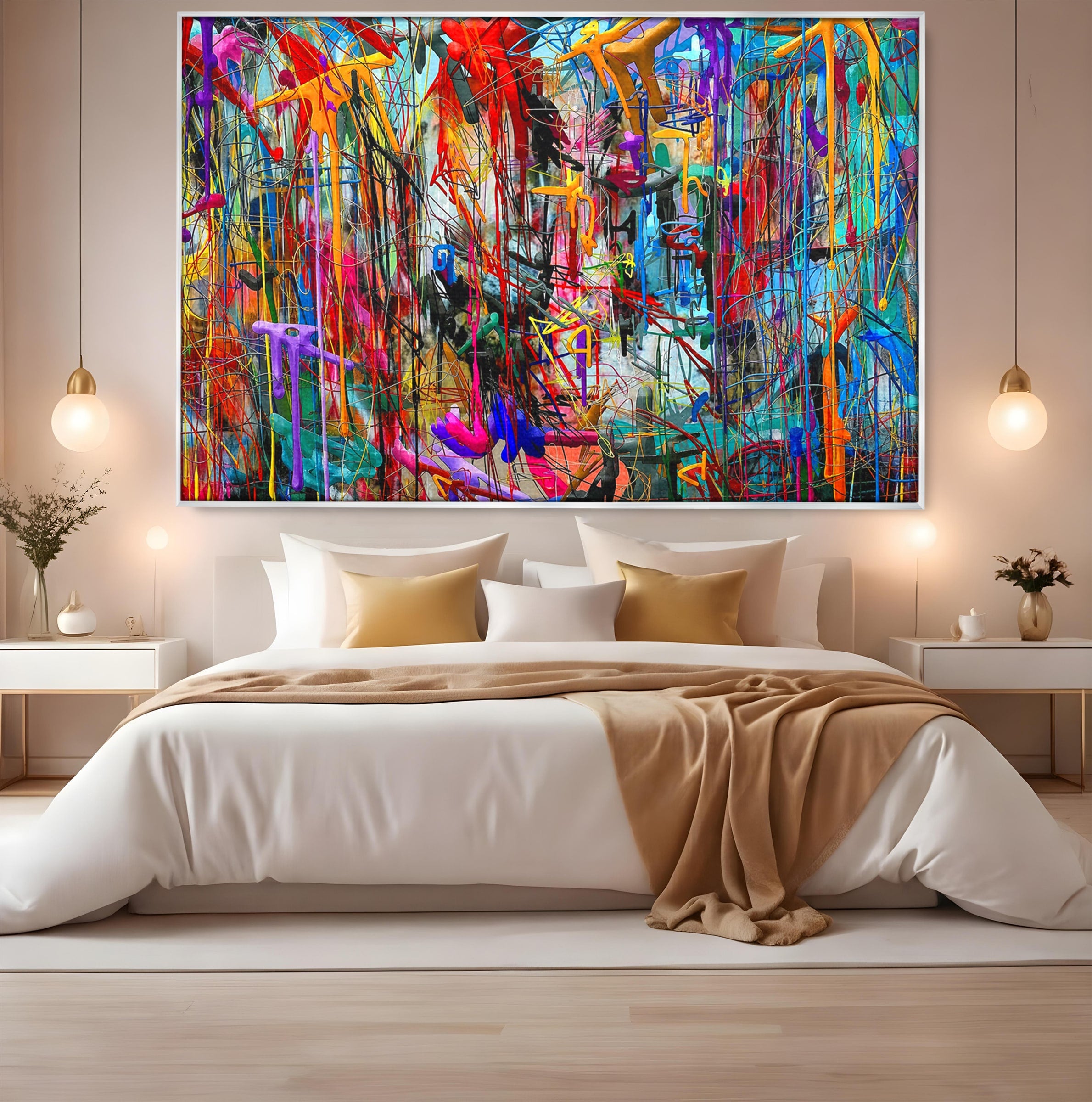 Tablou Canvas Premium LuxCanva® PI1386, Explozie De Culori Abstracte, Abstract, Arta Moderna, Creativitate, Energetic, Culori Vibrante, Living