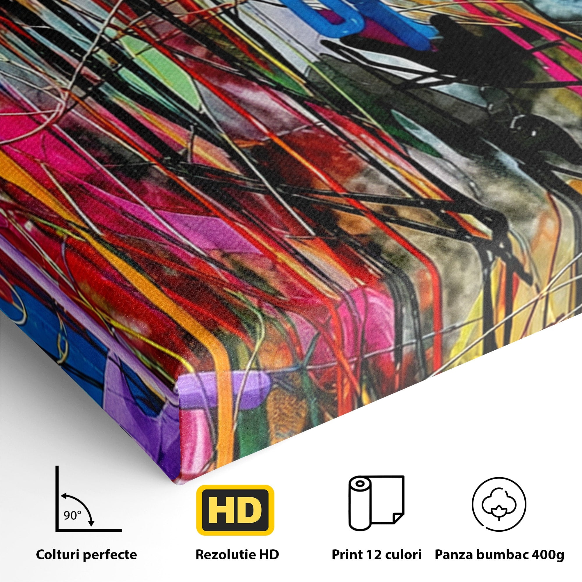 Tablou Canvas Premium LuxCanva® PI1387, Vibratii Abstracte, Set 2 Tablouri, Abstract, Arta Moderna, Creativitate, Energetic, Culori Vibrante, Living