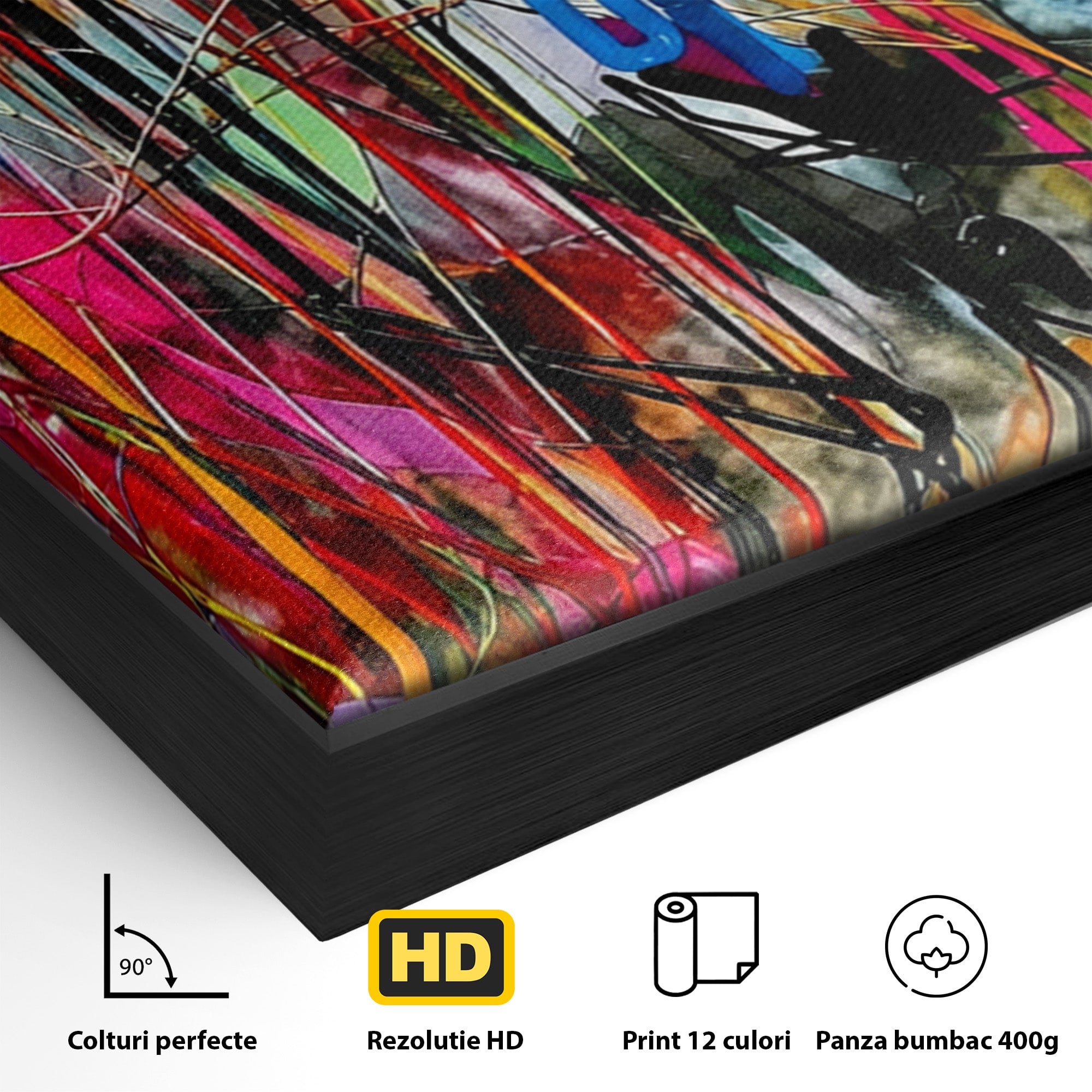 Tablou Canvas Premium LuxCanva® PI1387, Vibratii Abstracte, Set 2 Tablouri, Abstract, Arta Moderna, Creativitate, Energetic, Culori Vibrante, Living