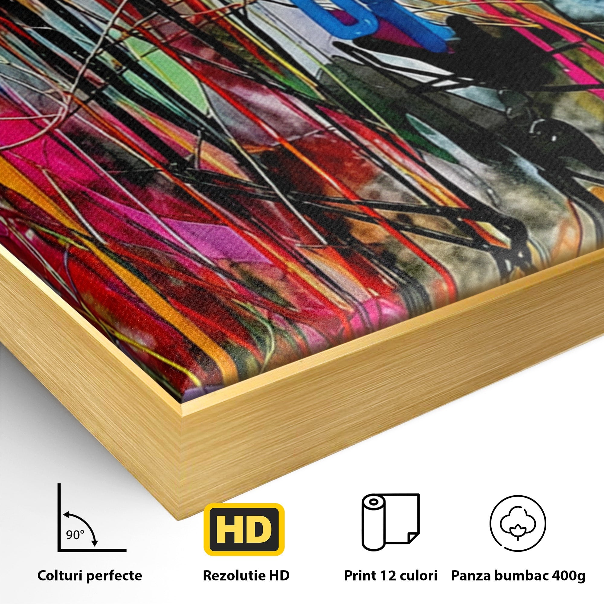Tablou Canvas Premium LuxCanva® PI1387, Vibratii Abstracte, Set 2 Tablouri, Abstract, Arta Moderna, Creativitate, Energetic, Culori Vibrante, Living