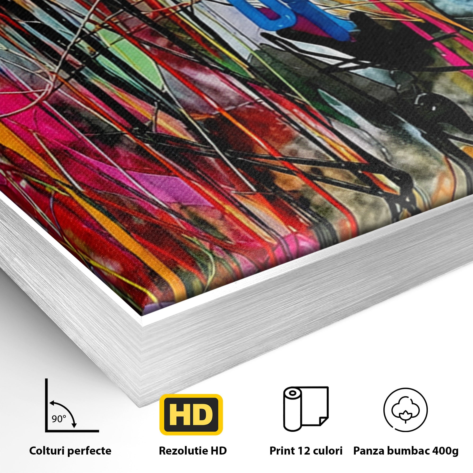 Tablou Canvas Premium LuxCanva® PI1387, Vibratii Abstracte, Set 2 Tablouri, Abstract, Arta Moderna, Creativitate, Energetic, Culori Vibrante, Living