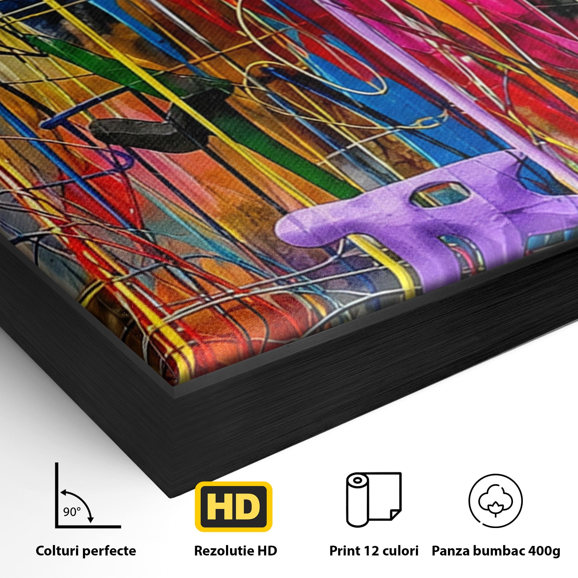 Tablou Canvas Premium LuxCanva® PI1388, Energia Culorilor Vii, Triptic, Abstract, Arta Moderna, Creativitate, Culori Vibrante, Living