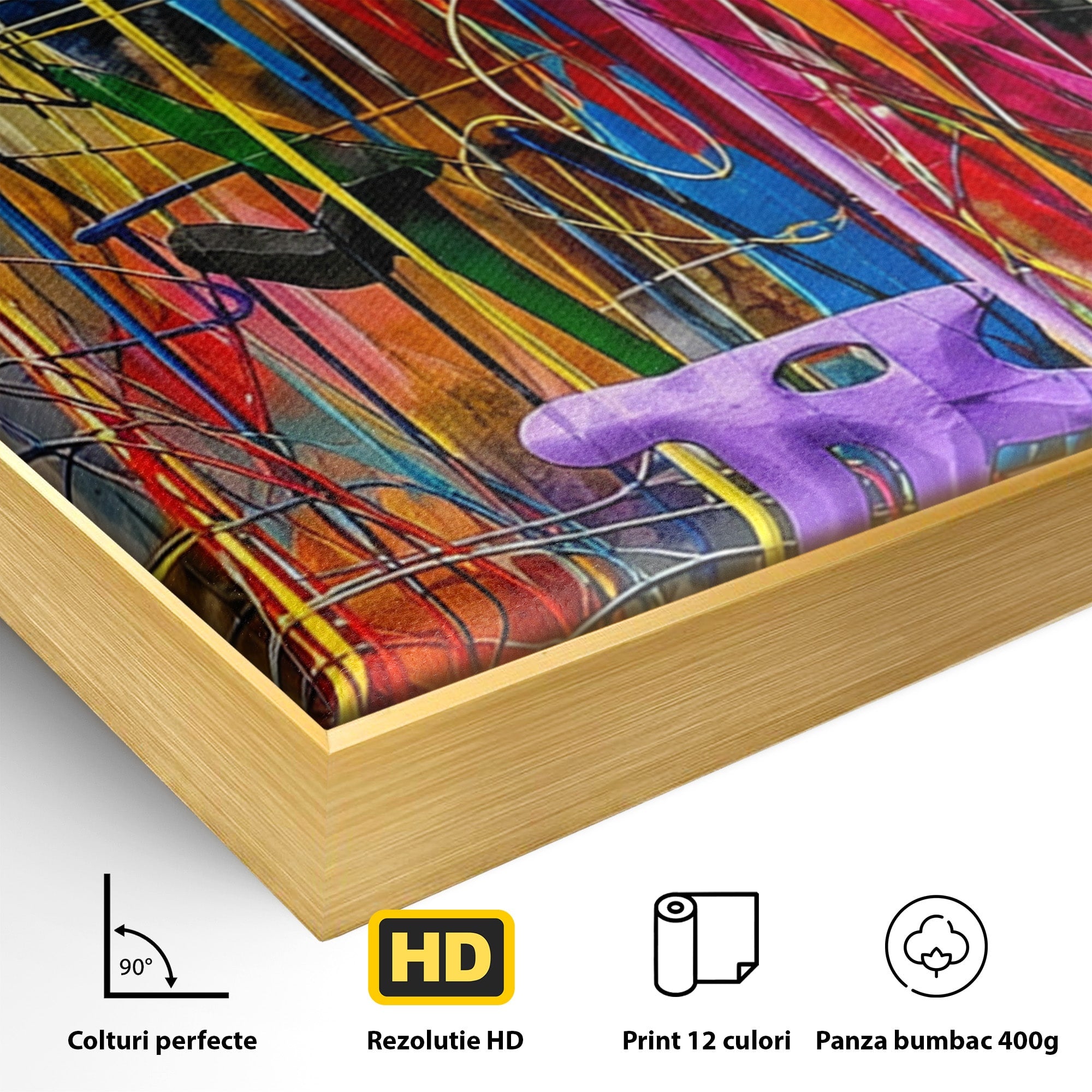 Tablou Canvas Premium LuxCanva® PI1388, Energia Culorilor Vii, Triptic, Abstract, Arta Moderna, Creativitate, Culori Vibrante, Living