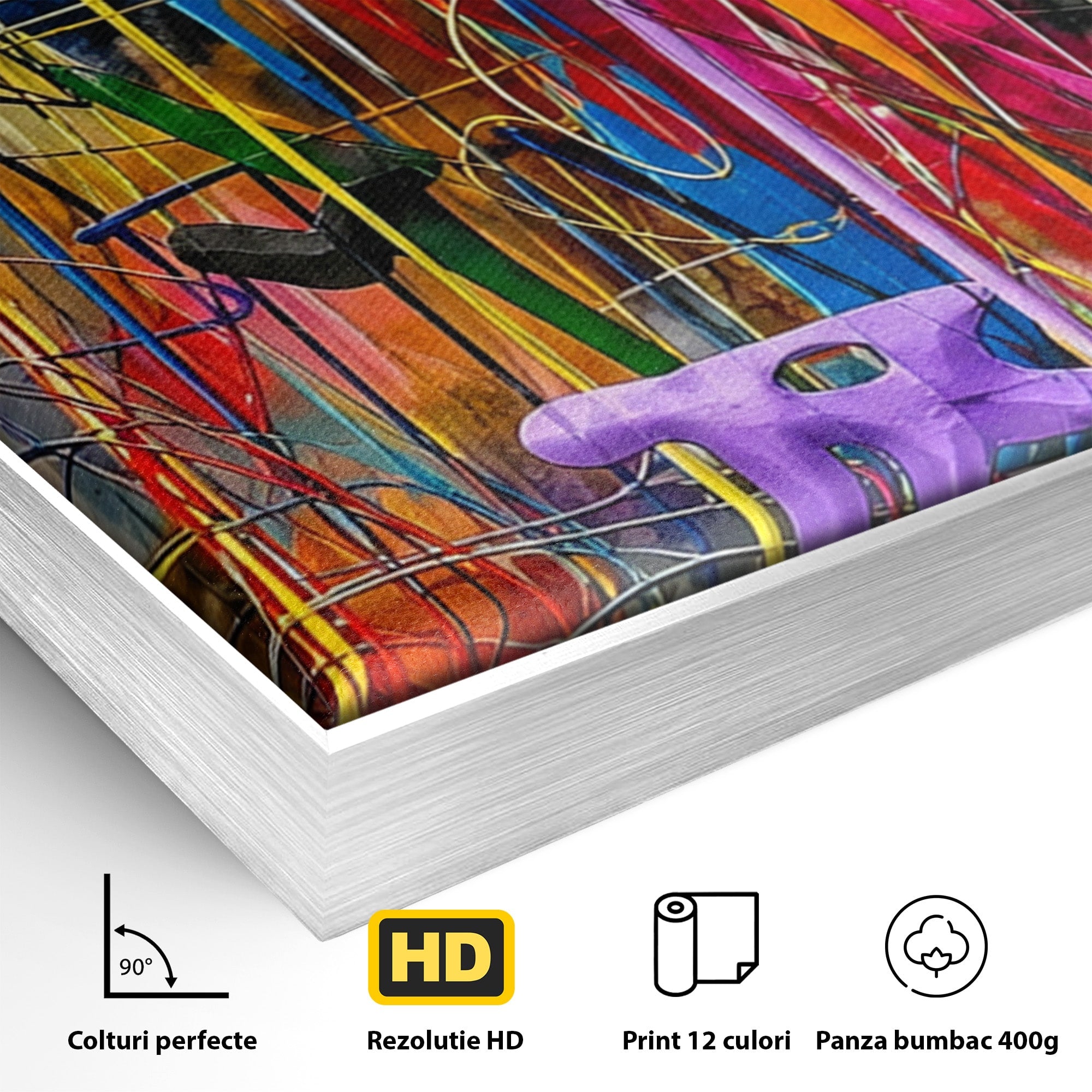 Tablou Canvas Premium LuxCanva® PI1388, Energia Culorilor Vii, Triptic, Abstract, Arta Moderna, Creativitate, Culori Vibrante, Living