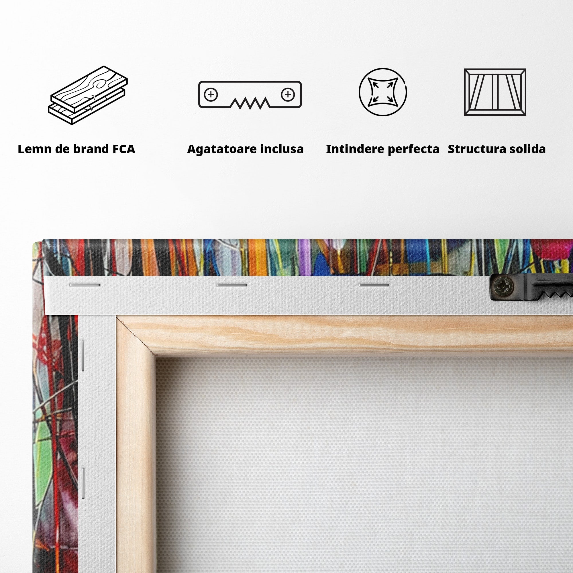 Tablou Canvas Premium LuxCanva® PI1388, Energia Culorilor Vii, Triptic, Abstract, Arta Moderna, Creativitate, Culori Vibrante, Living