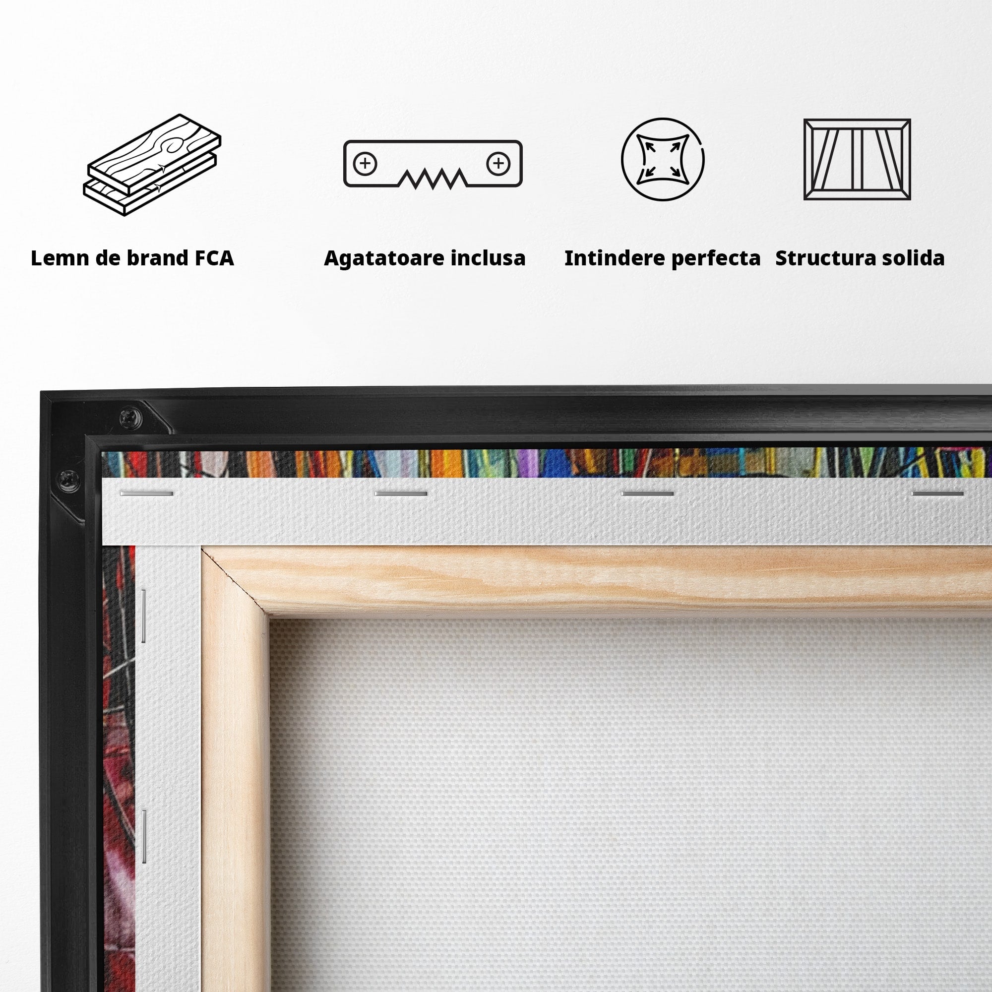Tablou Canvas Premium LuxCanva® PI1388, Energia Culorilor Vii, Triptic, Abstract, Arta Moderna, Creativitate, Culori Vibrante, Living