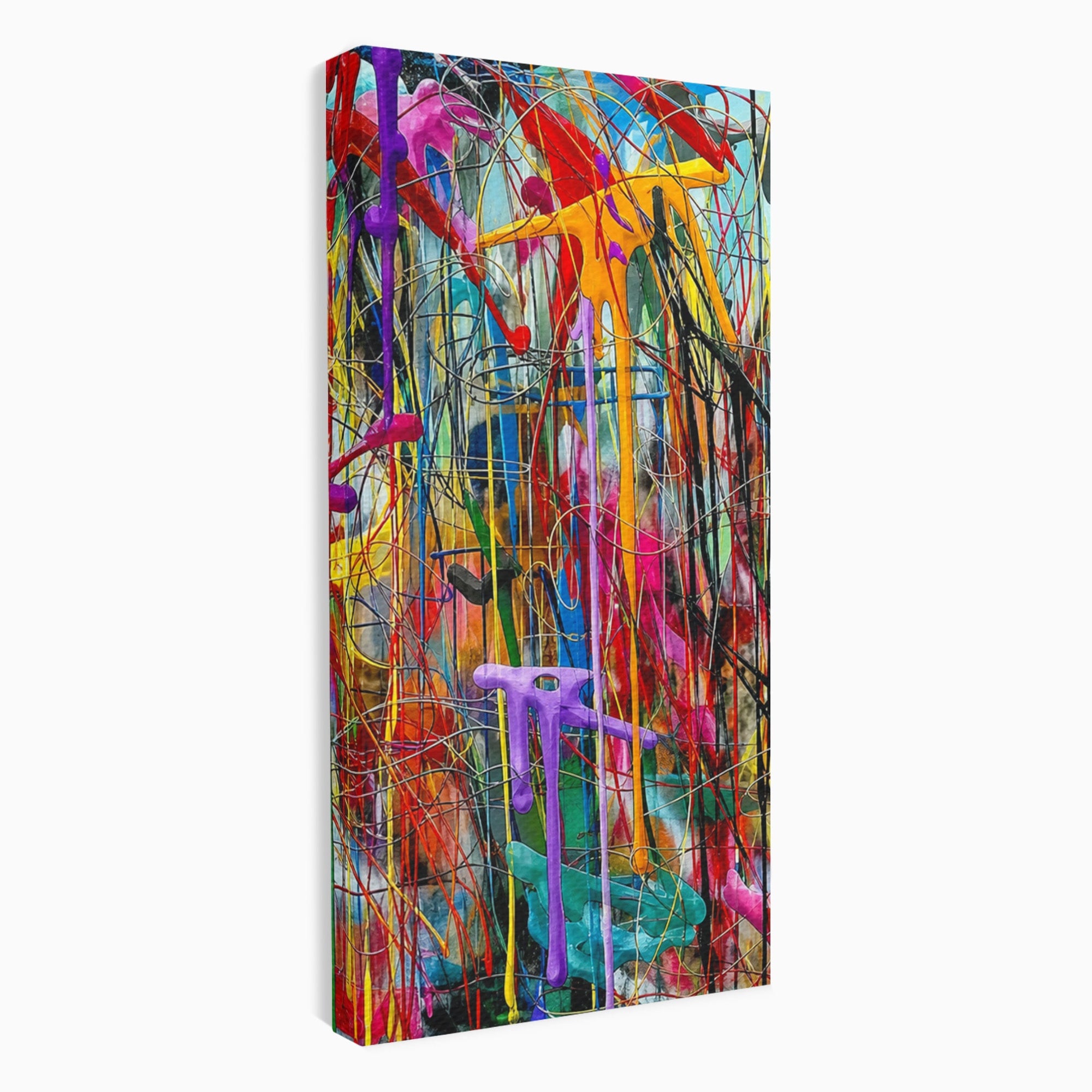 Tablou Canvas Premium LuxCanva® PI1388, Energia Culorilor Vii, Triptic, Abstract, Arta Moderna, Creativitate, Culori Vibrante, Living