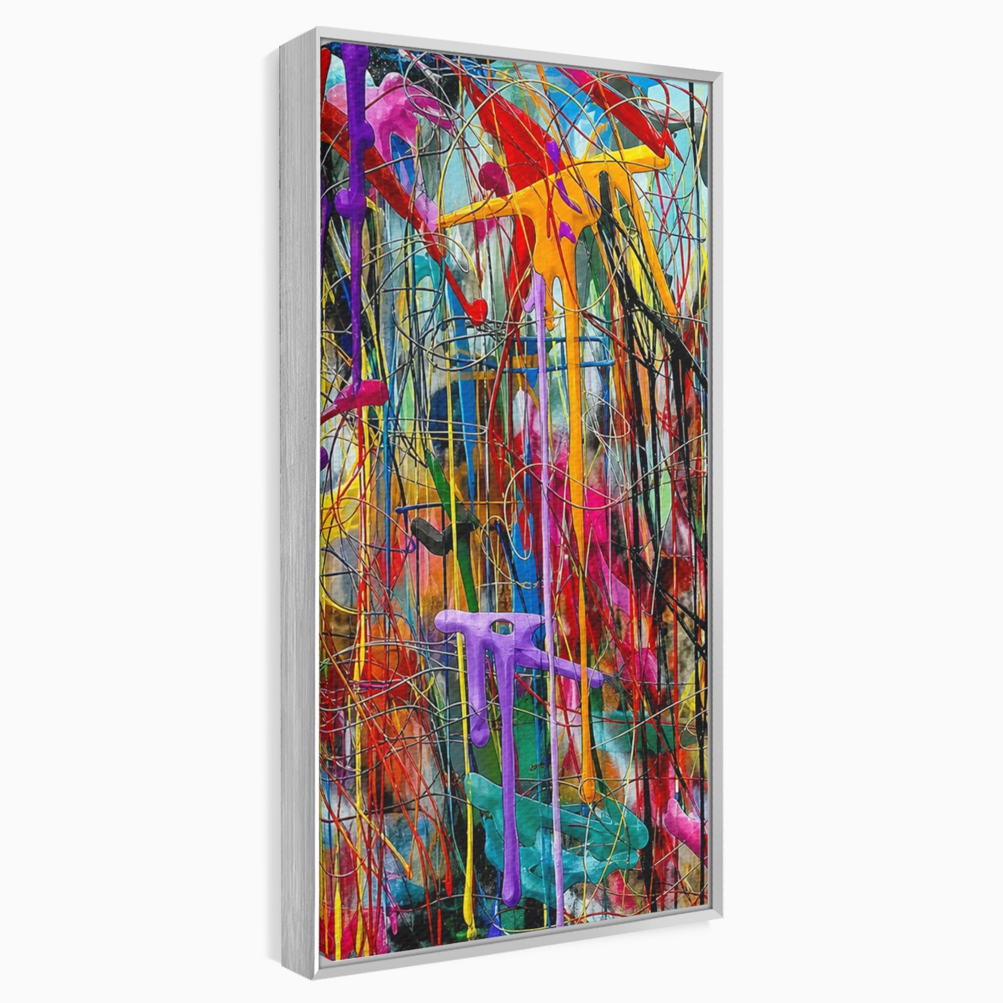 Tablou Canvas Premium LuxCanva® PI1388, Energia Culorilor Vii, Triptic, Abstract, Arta Moderna, Creativitate, Culori Vibrante, Living