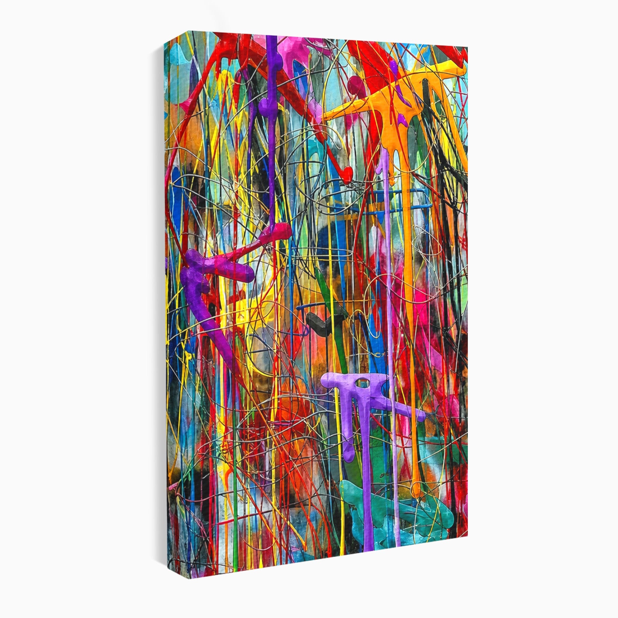 Tablou Canvas Premium LuxCanva® PI1388, Energia Culorilor Vii, Triptic, Abstract, Arta Moderna, Creativitate, Culori Vibrante, Living