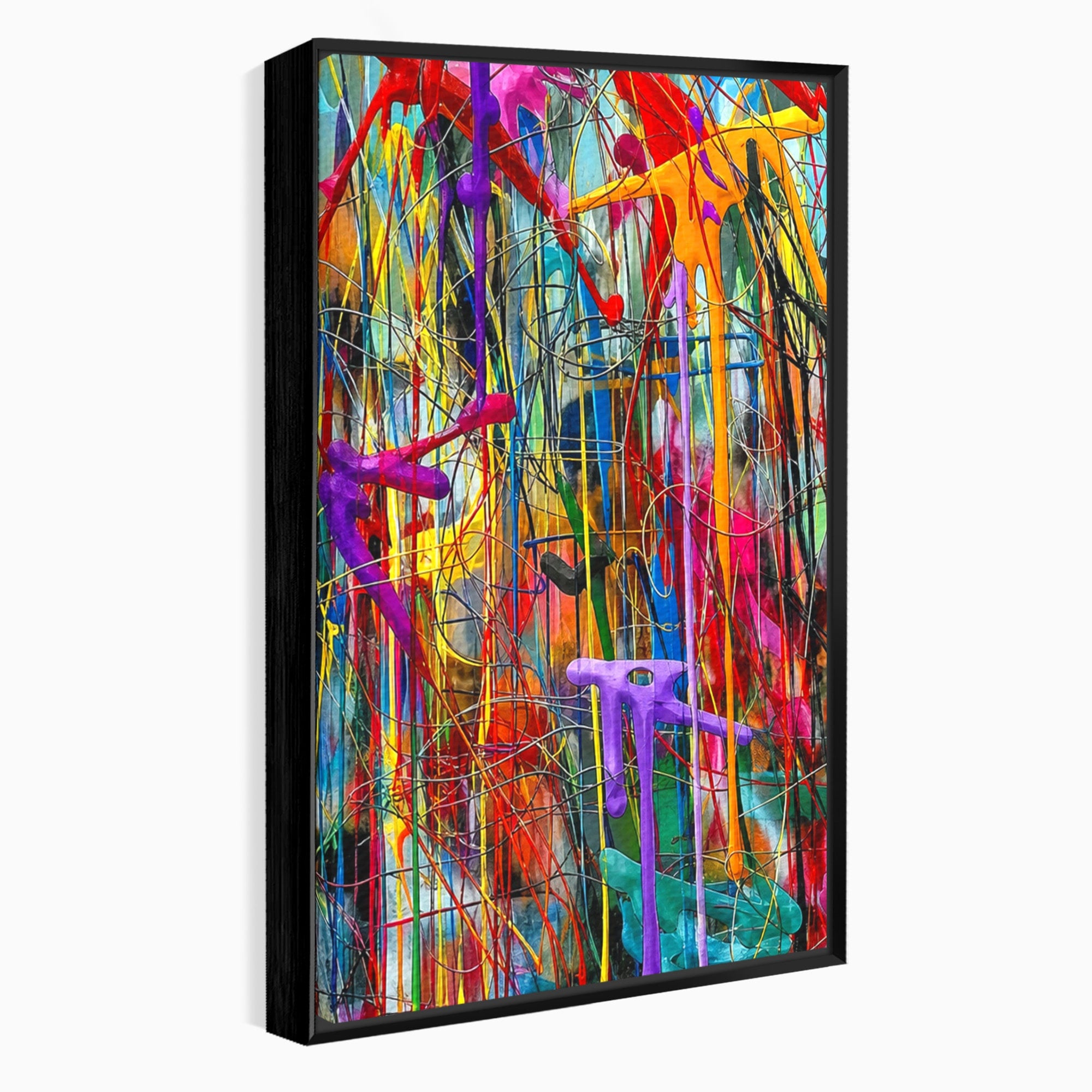 Tablou Canvas Premium LuxCanva® PI1388, Energia Culorilor Vii, Triptic, Abstract, Arta Moderna, Creativitate, Culori Vibrante, Living