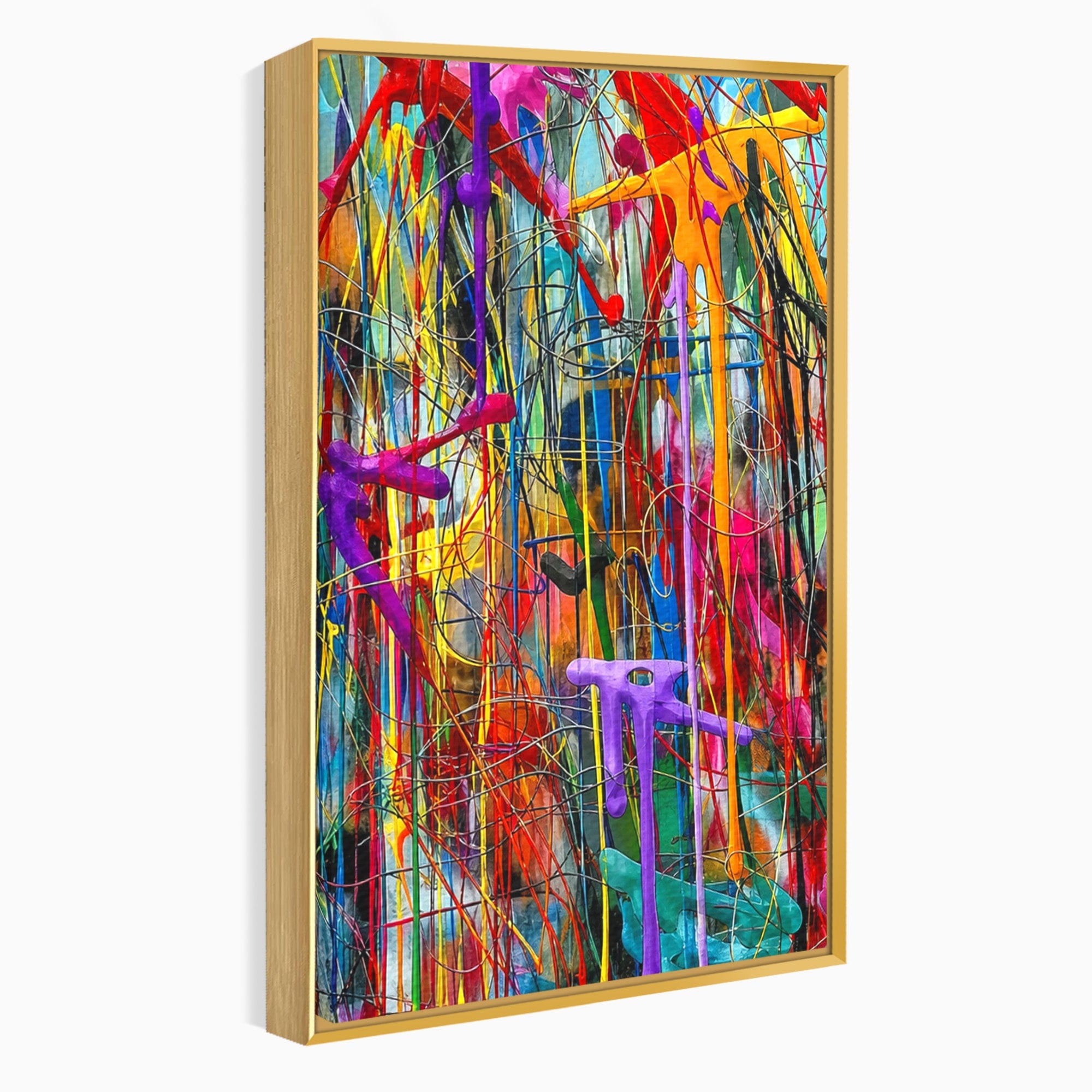 Tablou Canvas Premium LuxCanva® PI1388, Energia Culorilor Vii, Triptic, Abstract, Arta Moderna, Creativitate, Culori Vibrante, Living