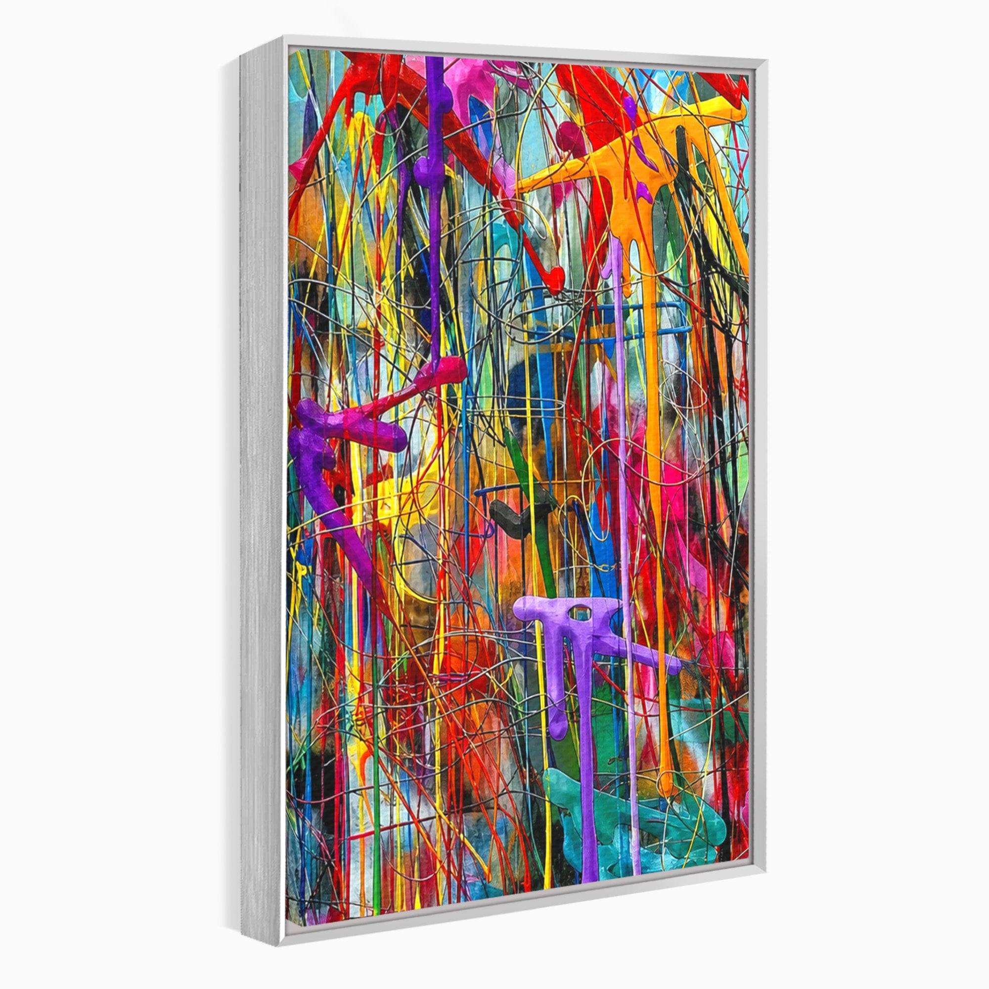 Tablou Canvas Premium LuxCanva® PI1388, Energia Culorilor Vii, Triptic, Abstract, Arta Moderna, Creativitate, Culori Vibrante, Living