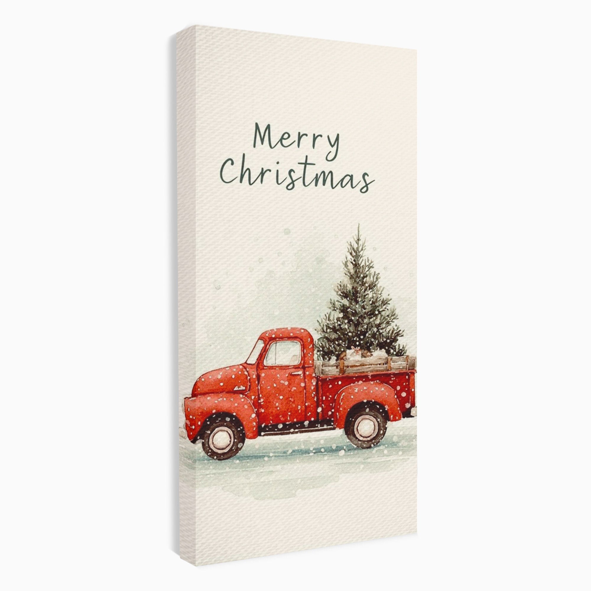 Tablou Canvas Premium LuxCanva® PI1392, Camioneta De Craciun, Masina, Brad, Transport, Iarna, Culori Vibrante, Living, Dormitor, Bucatarie, Camera Copii